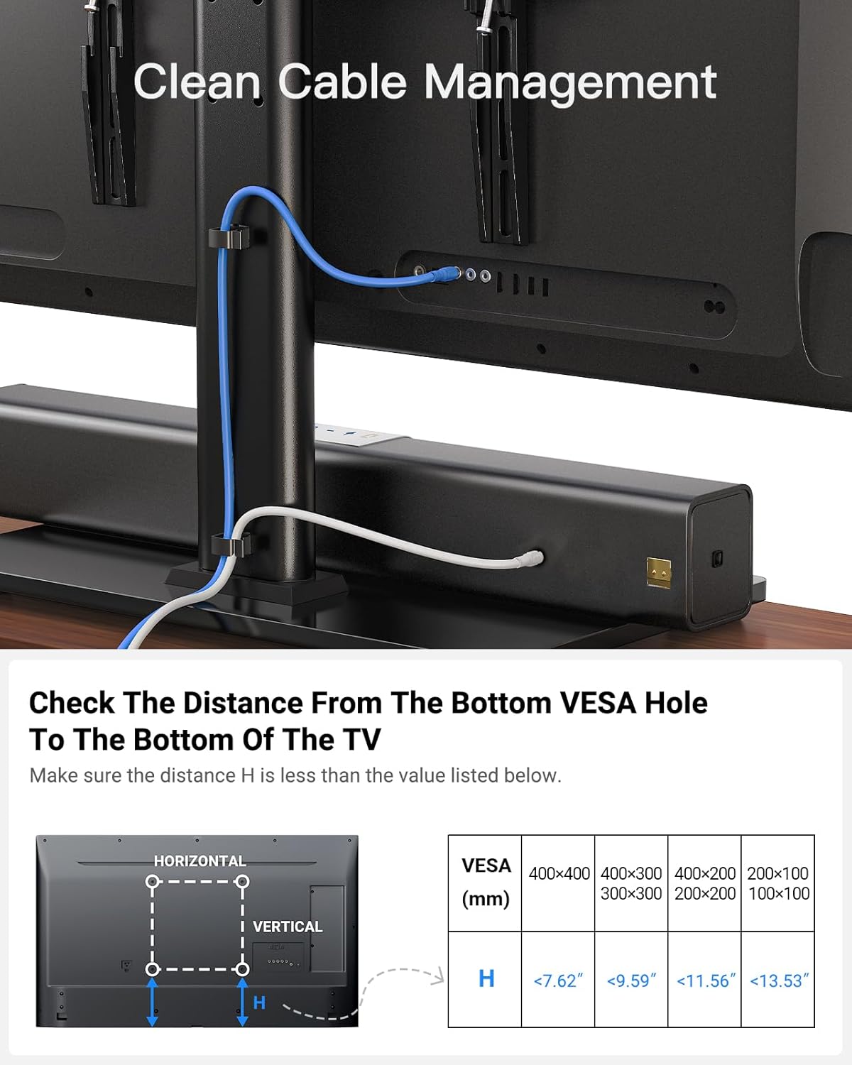 PERLESMITH Universal TV Stand Legs for 32-60 inch TVs, Table Top TV Stand up to 88 lbs, Height Adjustable Television TV Mount, Universal TV Leg Base for Living Room & Bedroom, VESA 400x400mm PSTVS04