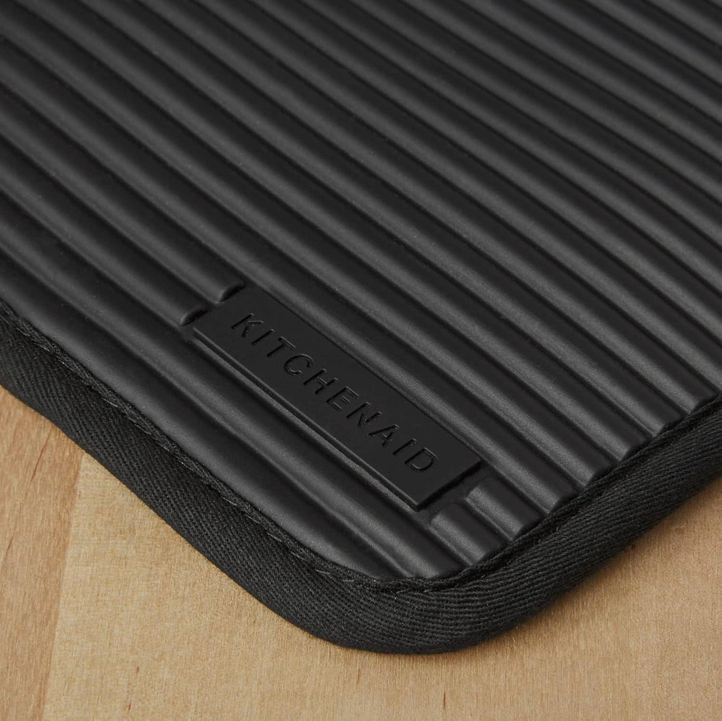 KITCHENAID Ribbed Soft Silicone Pot Holder 2-Pack Set, Matte Black, 7"