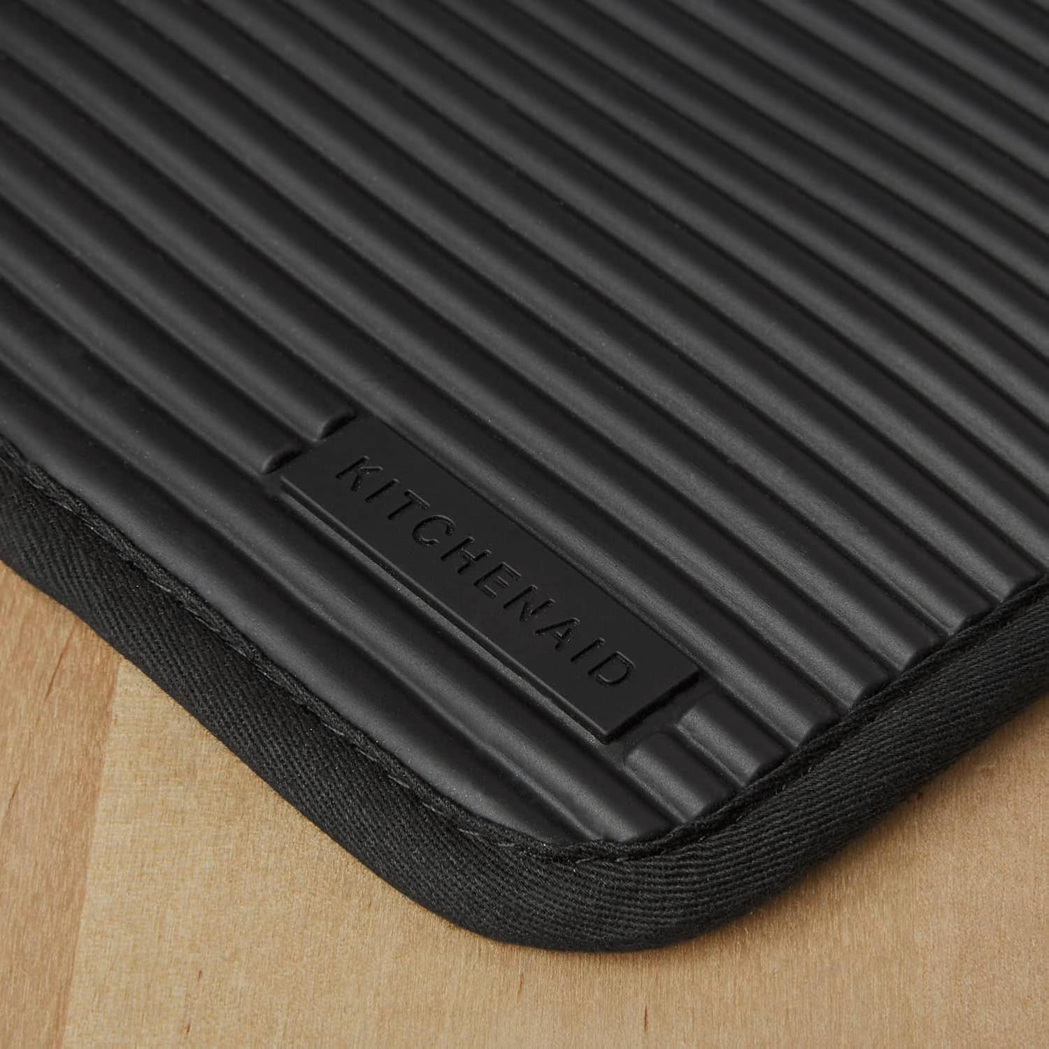 KITCHENAID Ribbed Soft Silicone Pot Holder 2-Pack Set, Matte Black, 7"