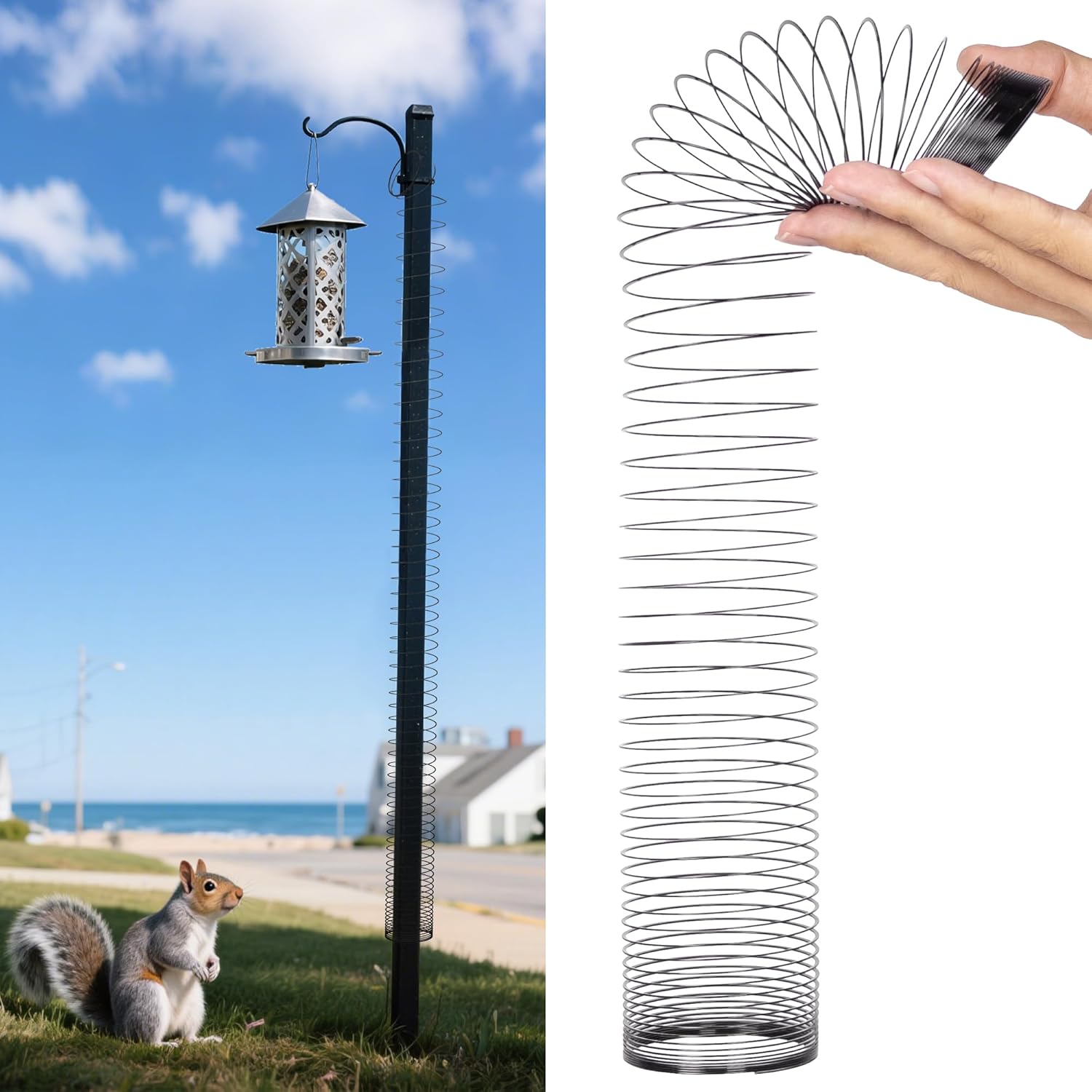 Foneso Squirrel Proof Spring Device 2 PCS, Metal Squirrel Baffle Barri