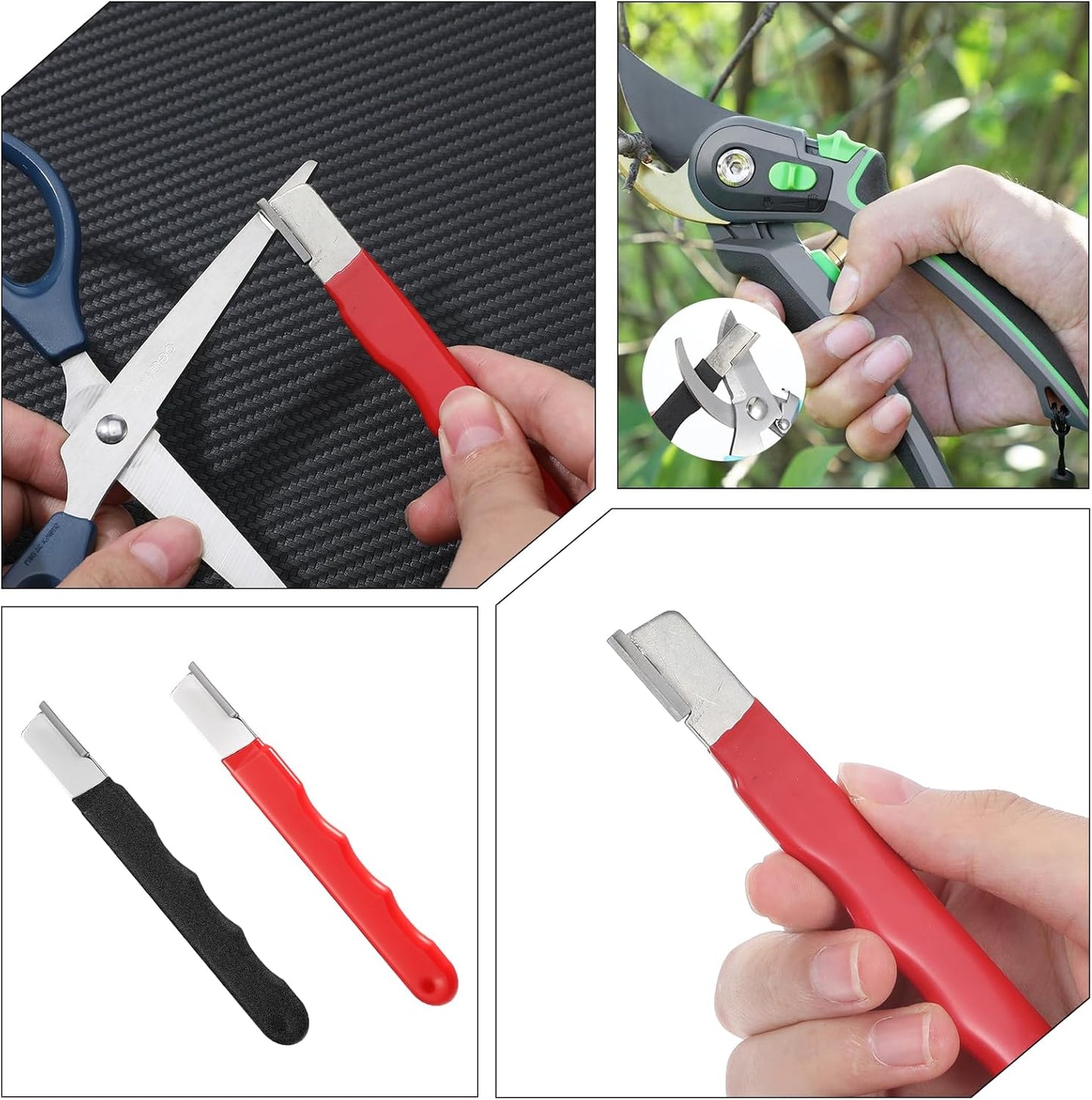 4 Pcs Garden Tool Sharpener, Mini Scissor Sharpener, Portable Knife Sharpener for Garden Tool Trimming Knives Cutter Scissor Blade Axe Clipper Pruners Kitchen Garage Outdoor