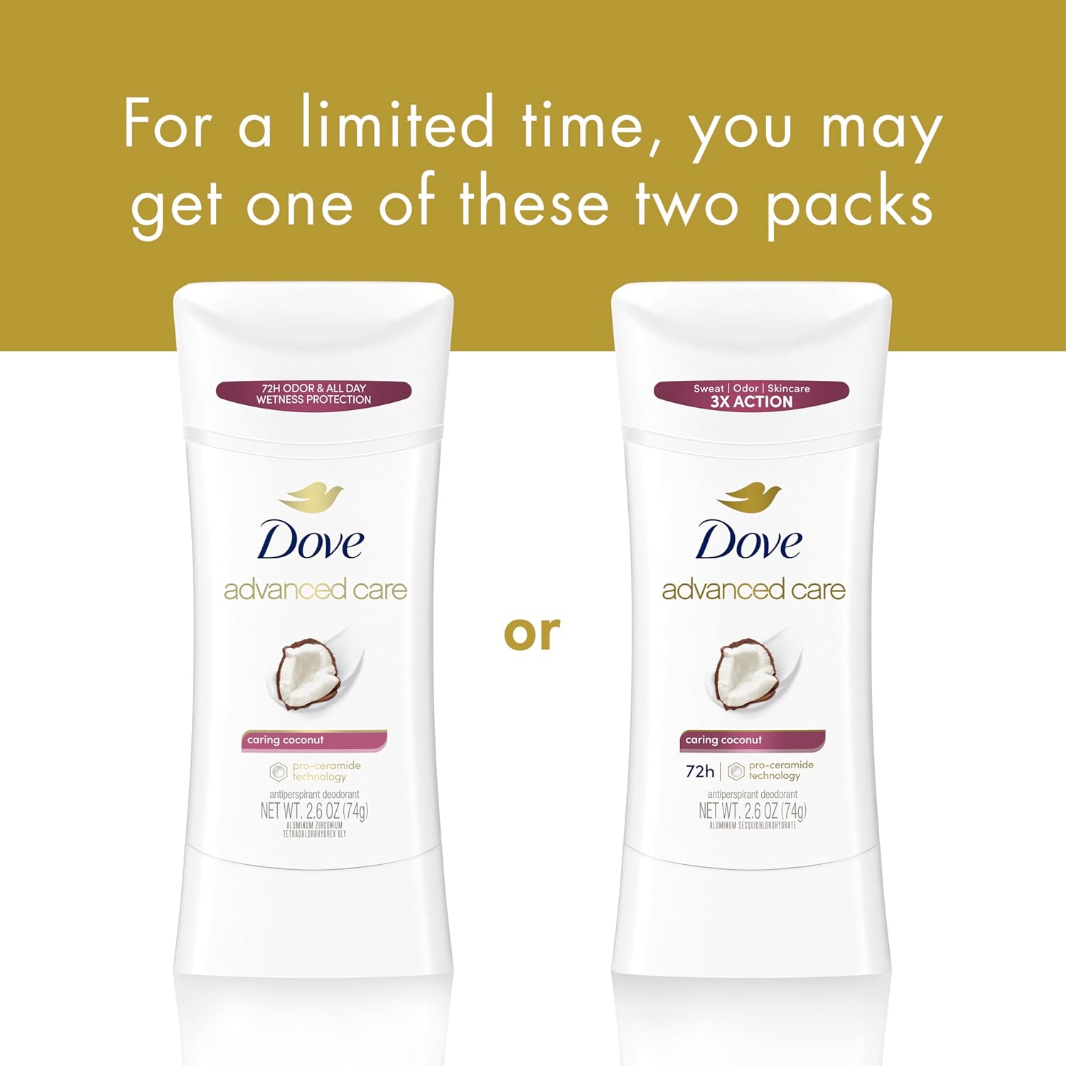 Dove Advanced Care Antiperspirant Caring Coconut, 2 Count Deodorant St
