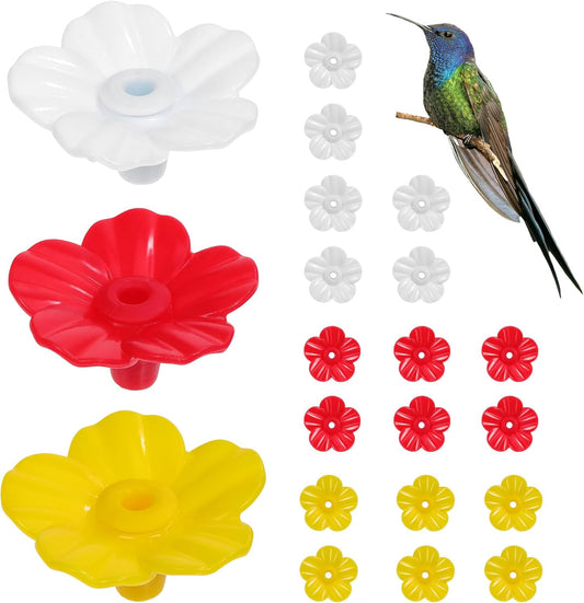 Sosoport 15 Pieces Hummingbird Feeders Replacement Flowers Pet Replacement Bird Feeder Replacement Parts Feeding Ports Bee Guards for Hummingbird Feeders for Outdoors Hanging Feeder