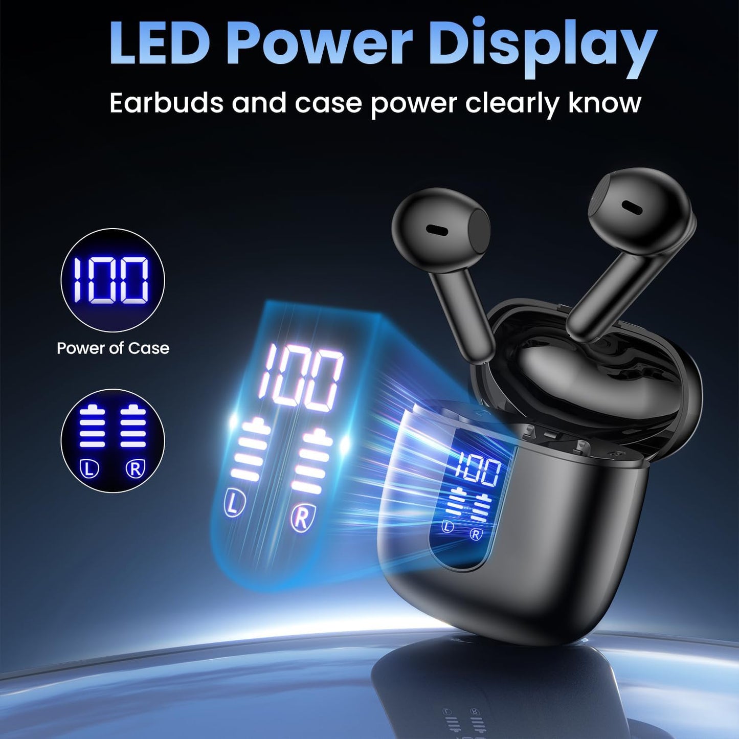 Wireless Earbuds, Bluetooth Headphones with Deep Bass Stereo, 48H Play