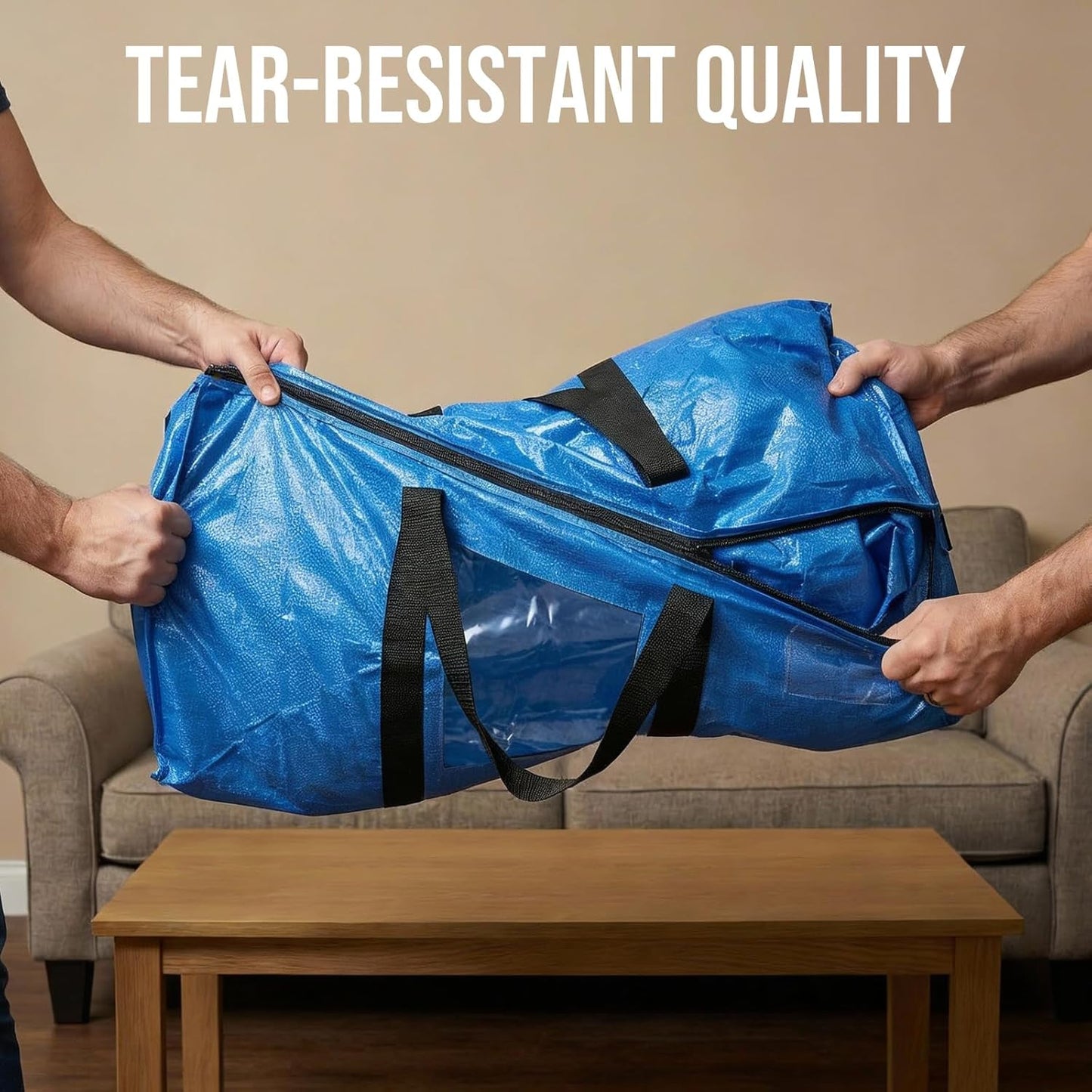 TAILI Extra Large Moving Bags, 4 Pack Blue Heavy Duty Totes For Storag