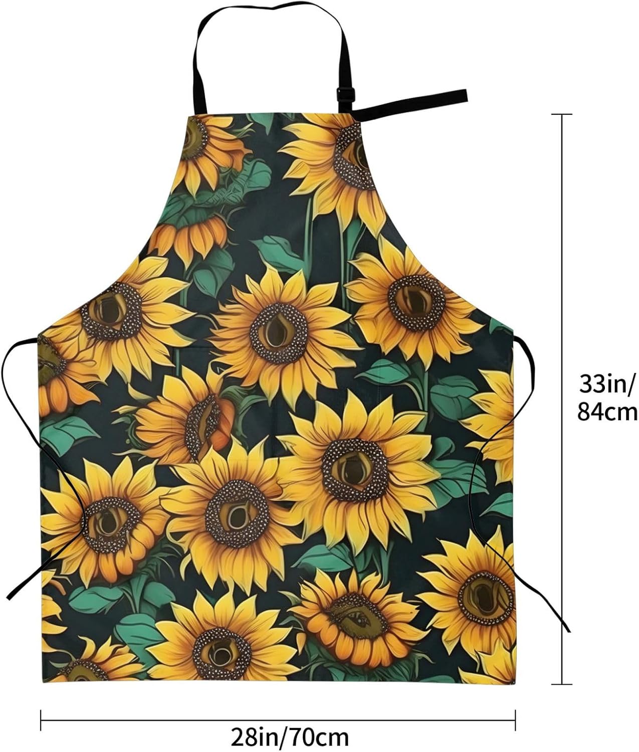 YANYU Sunflower Print 28x33 In Kitchen Apron Stylish Chef Apron with P