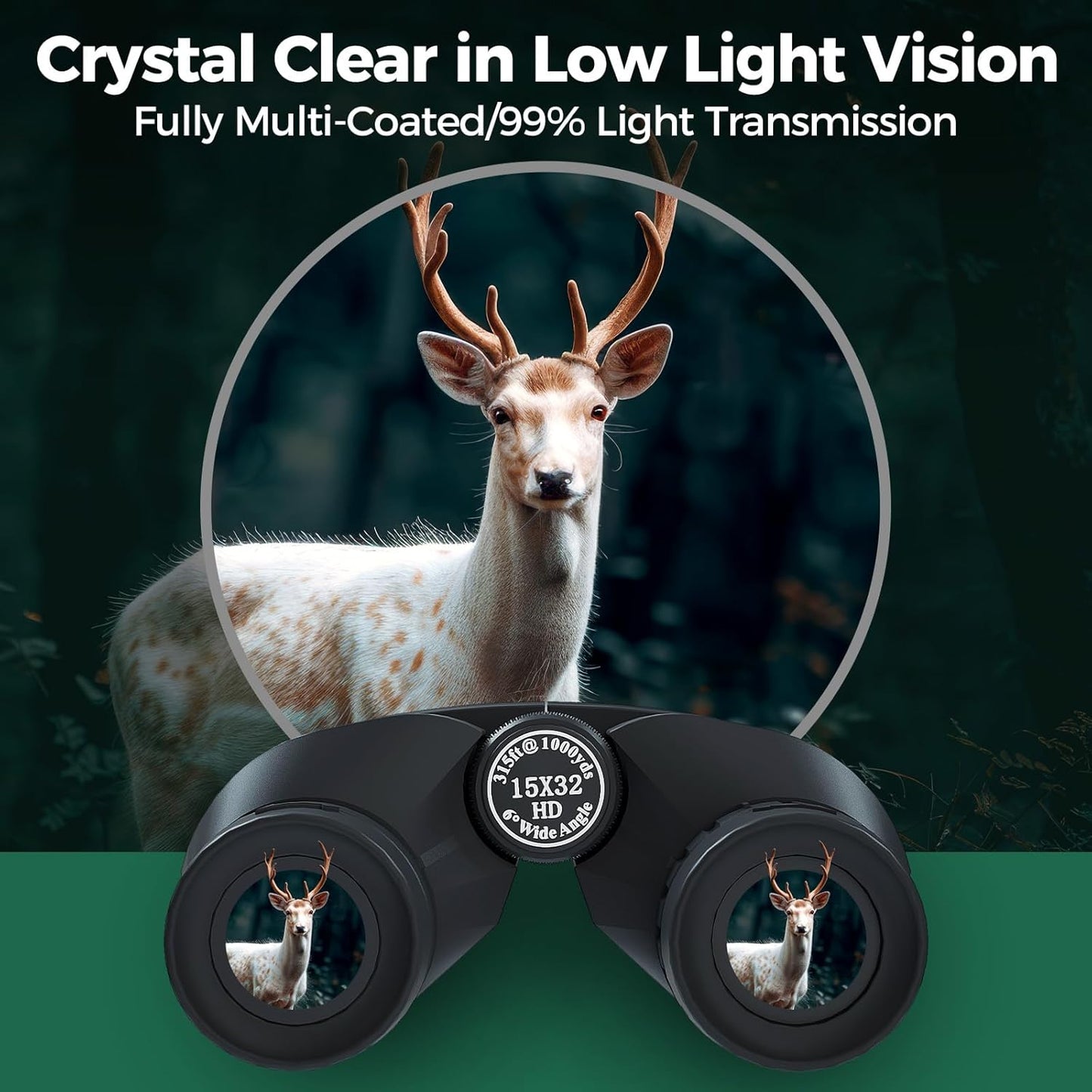 15x32 Compact Binoculars for Adults, High Power Lightweight Small Bino