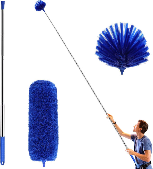 Cobweb Duster with Extension Pole, Washable Cleaning Duster Kit with 2
