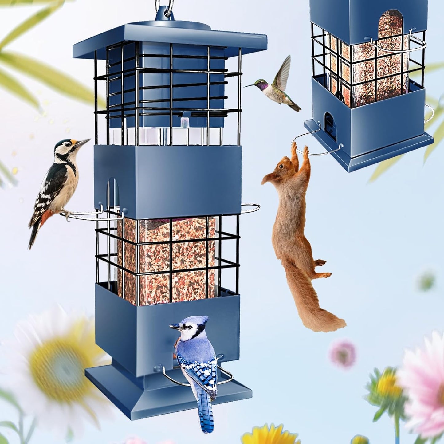 Squirrel Proof Bird Feeder,3Lbs Metal Birdfeeders Squirrel Proof with 