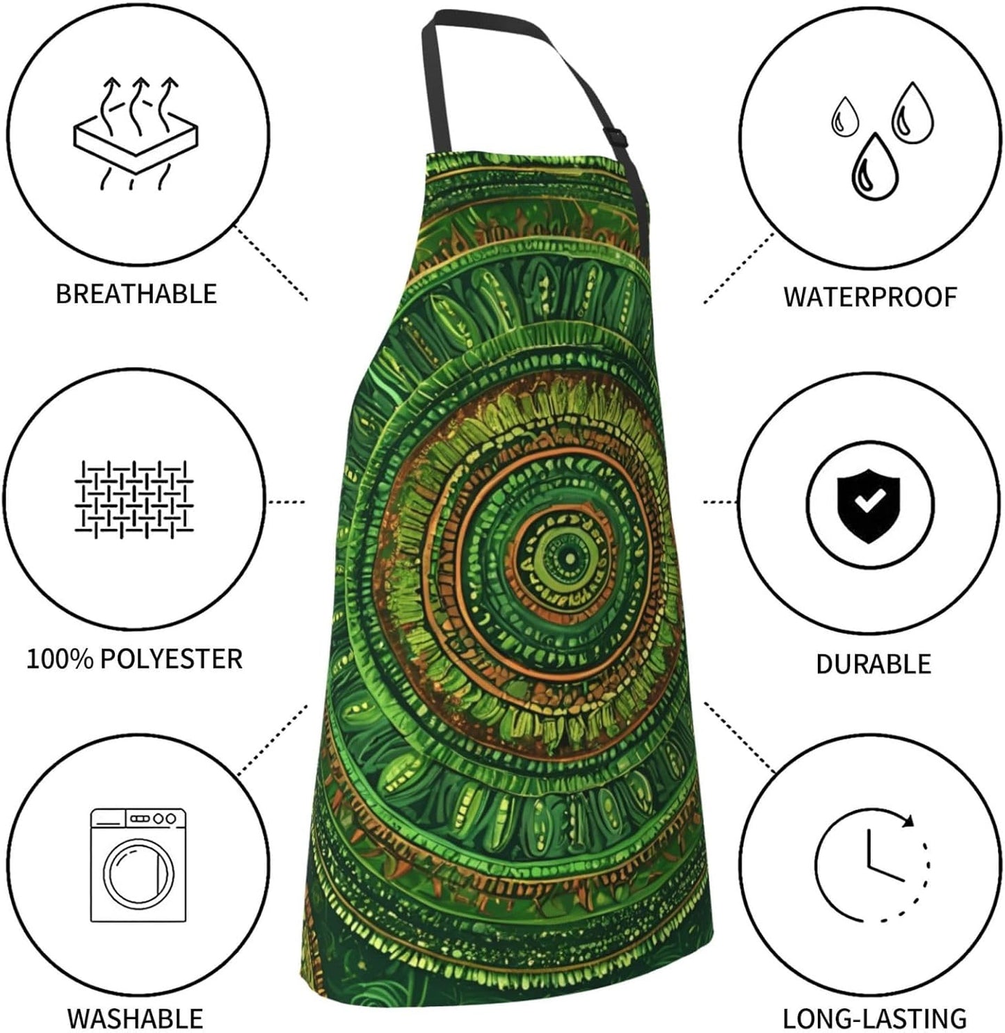 YANYU Green spot Print 28x33 In Kitchen Apron Stylish Chef Apron with Pockets for Cooking Baking Painting