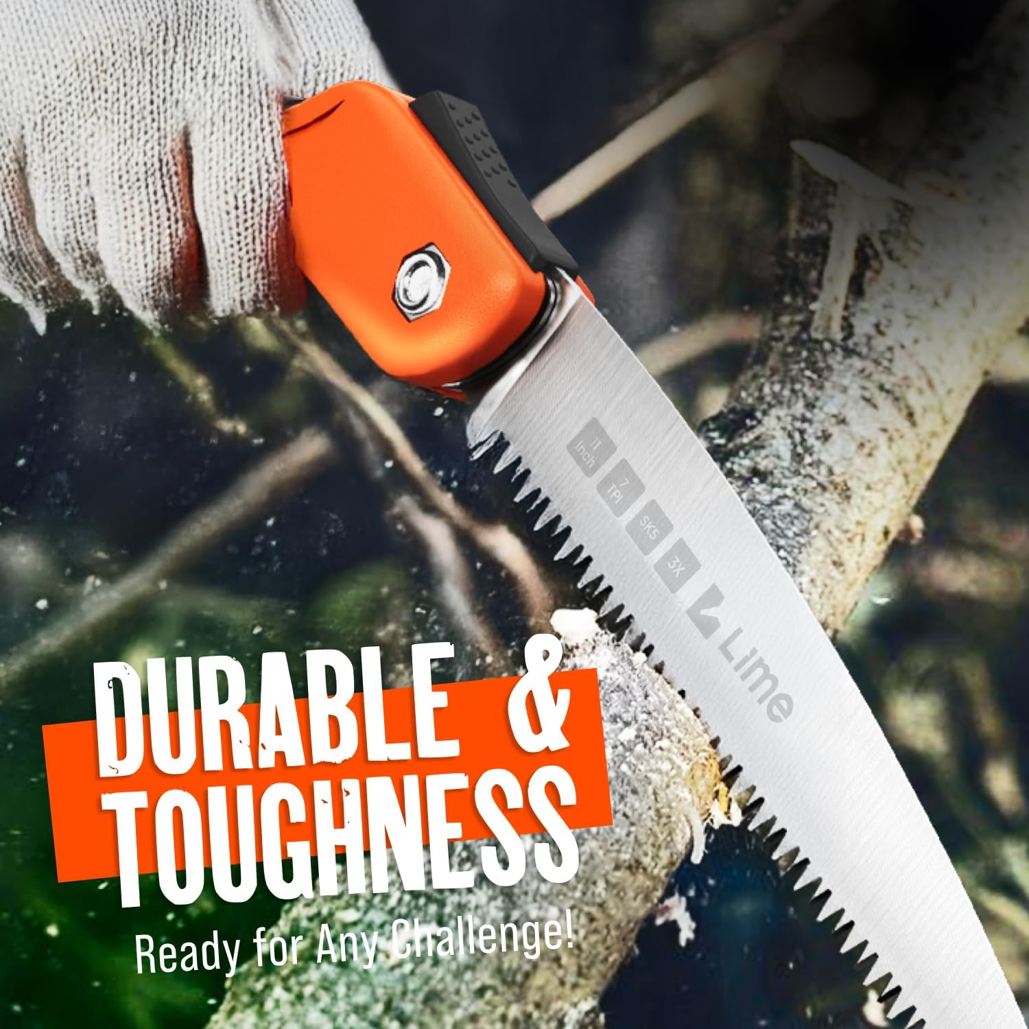 GROWIT Folding Camping saw 11 Inch - Heavy Duty Pruning Saw with Tripl