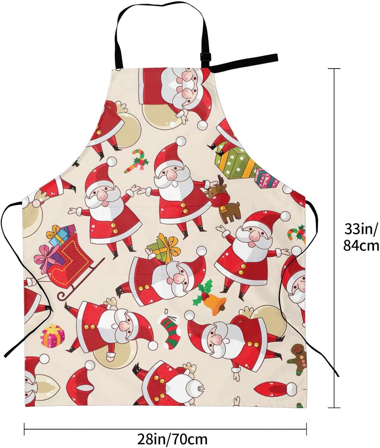 Christmas Cartoon Santa Claus print Waterproof apron with pocket adjustable cooking apron for adult kitchen bibs to bake