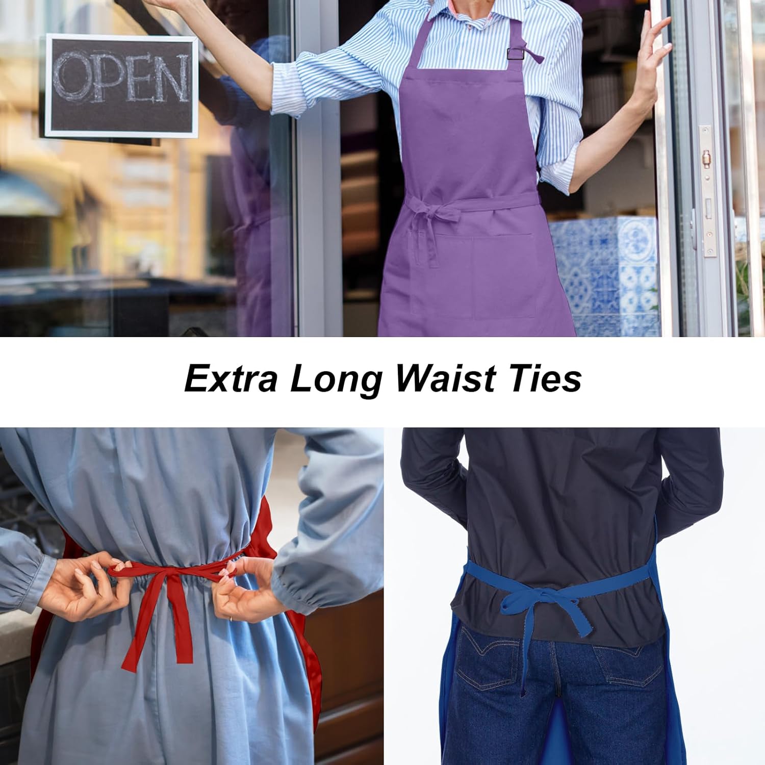 15 Pcs Adult Aprons Bulk with Pockets Adjustable Bib Chef Apron for Wo