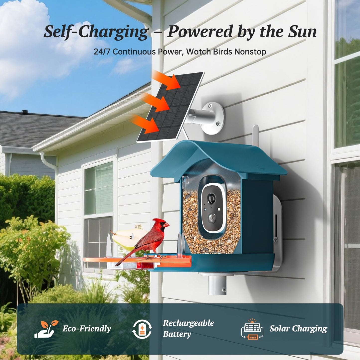 Smart Bird Feeder with Camera, 2K HD AI Identify Birds Species, Bird Watching Camera with Solar Panel, Gift for Mom Dad Birdlovers