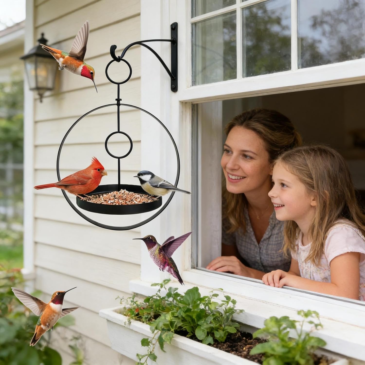 Crow Feeders Outside - Metal Ring Design Weatherproof, Feeding Tray Me