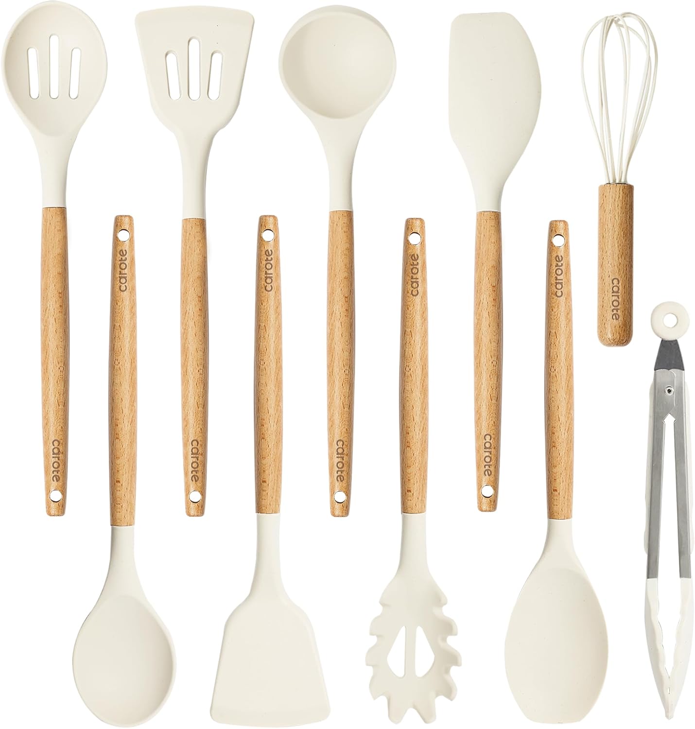 CAROTE Silicone Cooking Utensils Set, Kitchen Utensils Set 10 Pcs for 