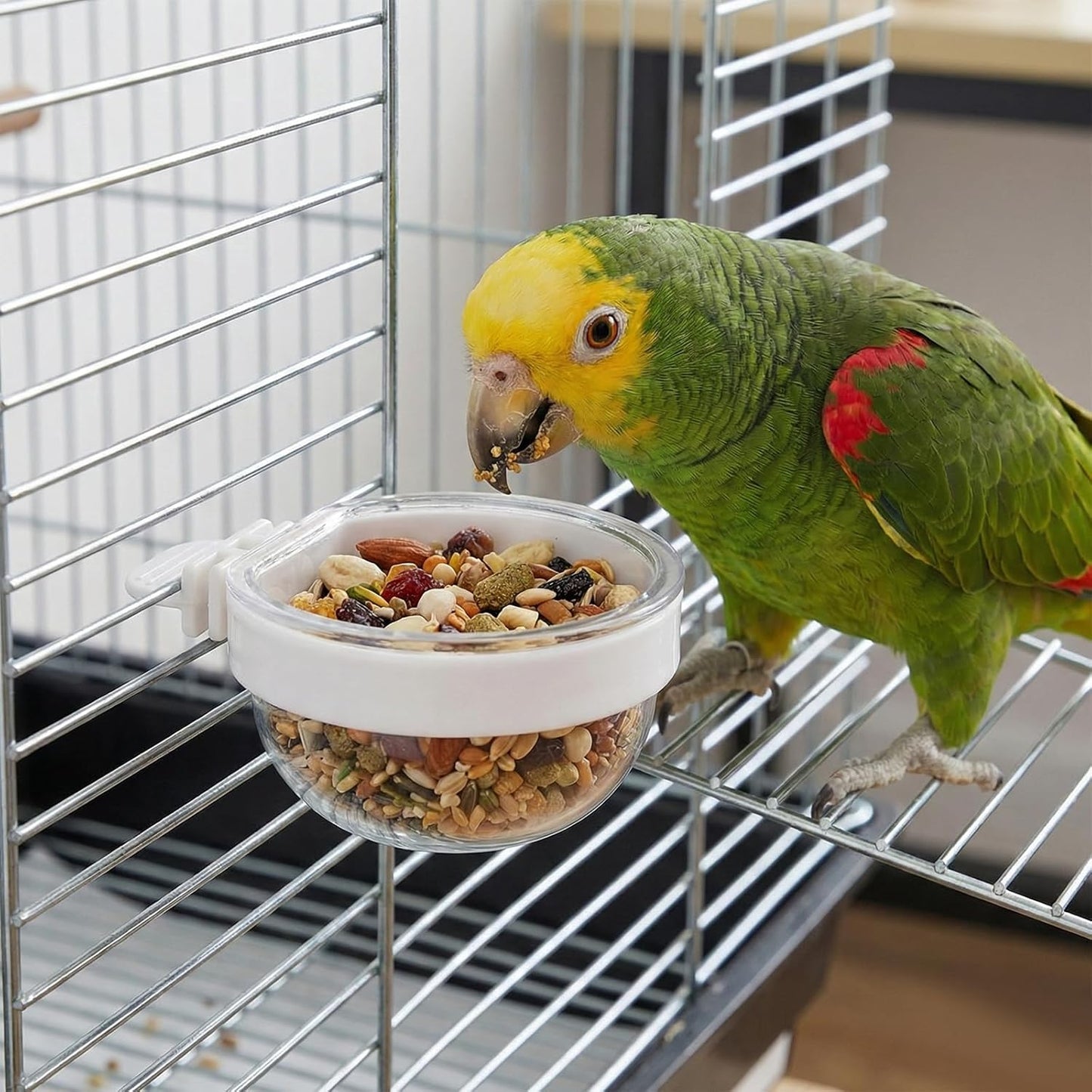 4 Pack Detachable Transparent Bowl, Bird Food Bowl, Plastic Food Cup, 