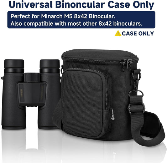 Travel Protective Case for NIKON Monarch M5 M7 8x42 Binocular, Durable Fabric Storage Bag with Shoulder Strap Compatible with Nikon PROSTAFF P3 8x42 10x42 Binocular, Black (Case Only)