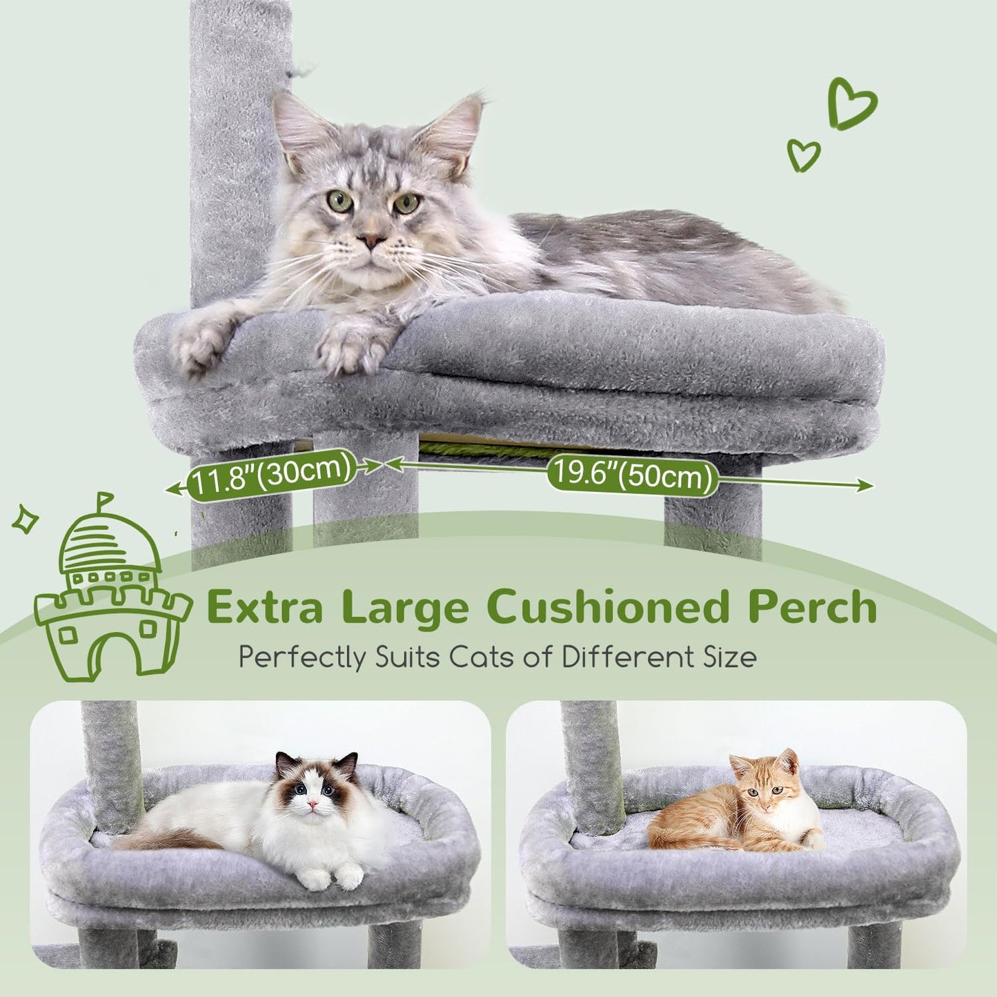 Globlazer Cat Tower for Indoor Adult Cats, 50-inch Heavy Duty Cat Tree