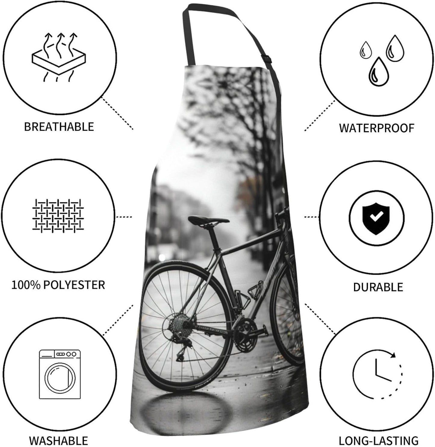 Car and bicycle print Waterproof apron with pocket adjustable cooking apron for adult kitchen bibs to bake