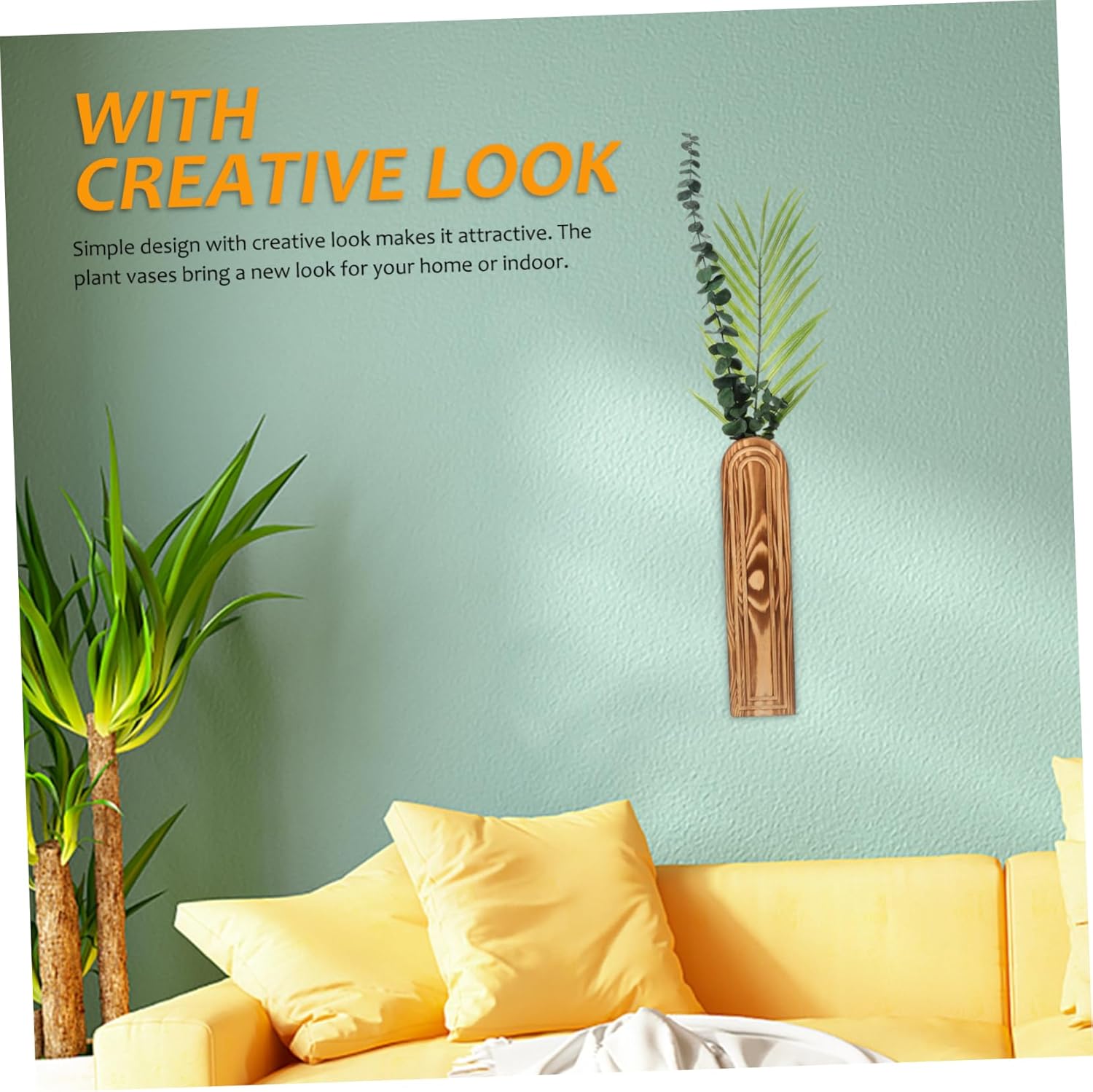 ERINGOGO Sturdy Wooden Wall Planter Hanging Greenery for Indoor Plants