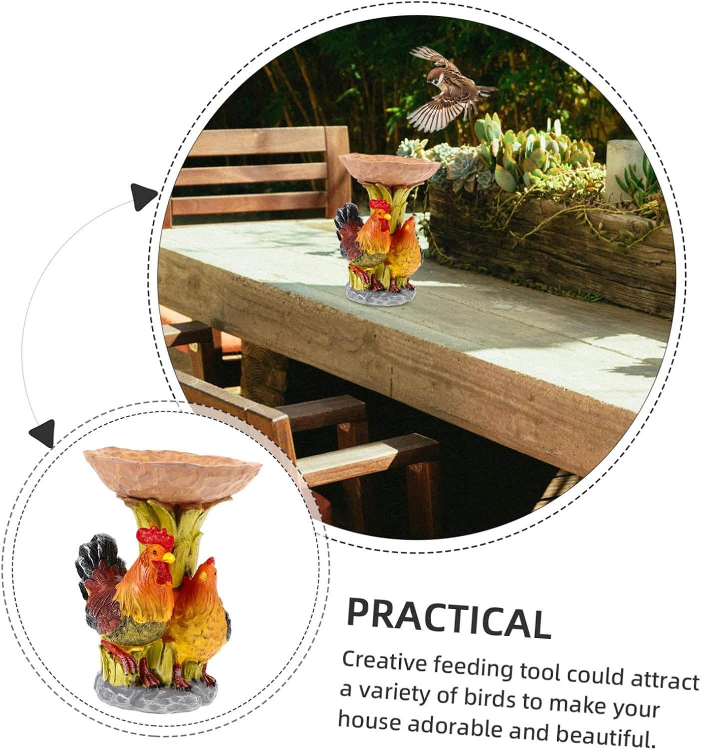 Milisten Garden Decorative Resin Bird Feeder Tray Easy to Clean Outdoo
