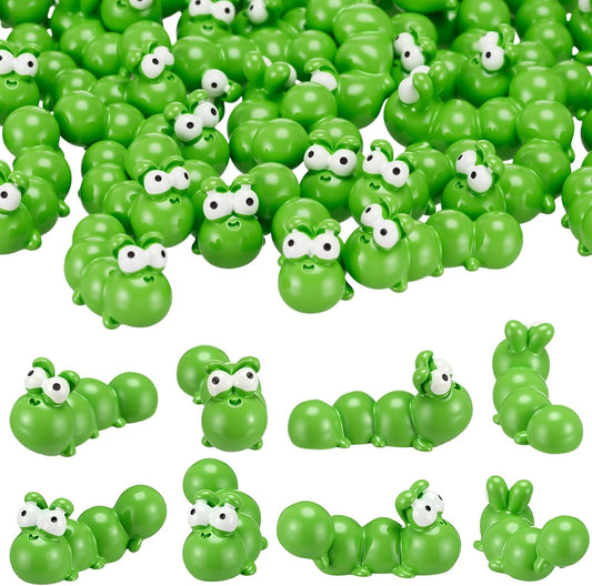 Geelin 50 Pcs Mini Resin Caterpillar Figures Bulk, Miniature Resin Animal Realistic Caterpillar Tiny Bug Ornament Lifelike Forest Tool for Party Shooting Props Favor