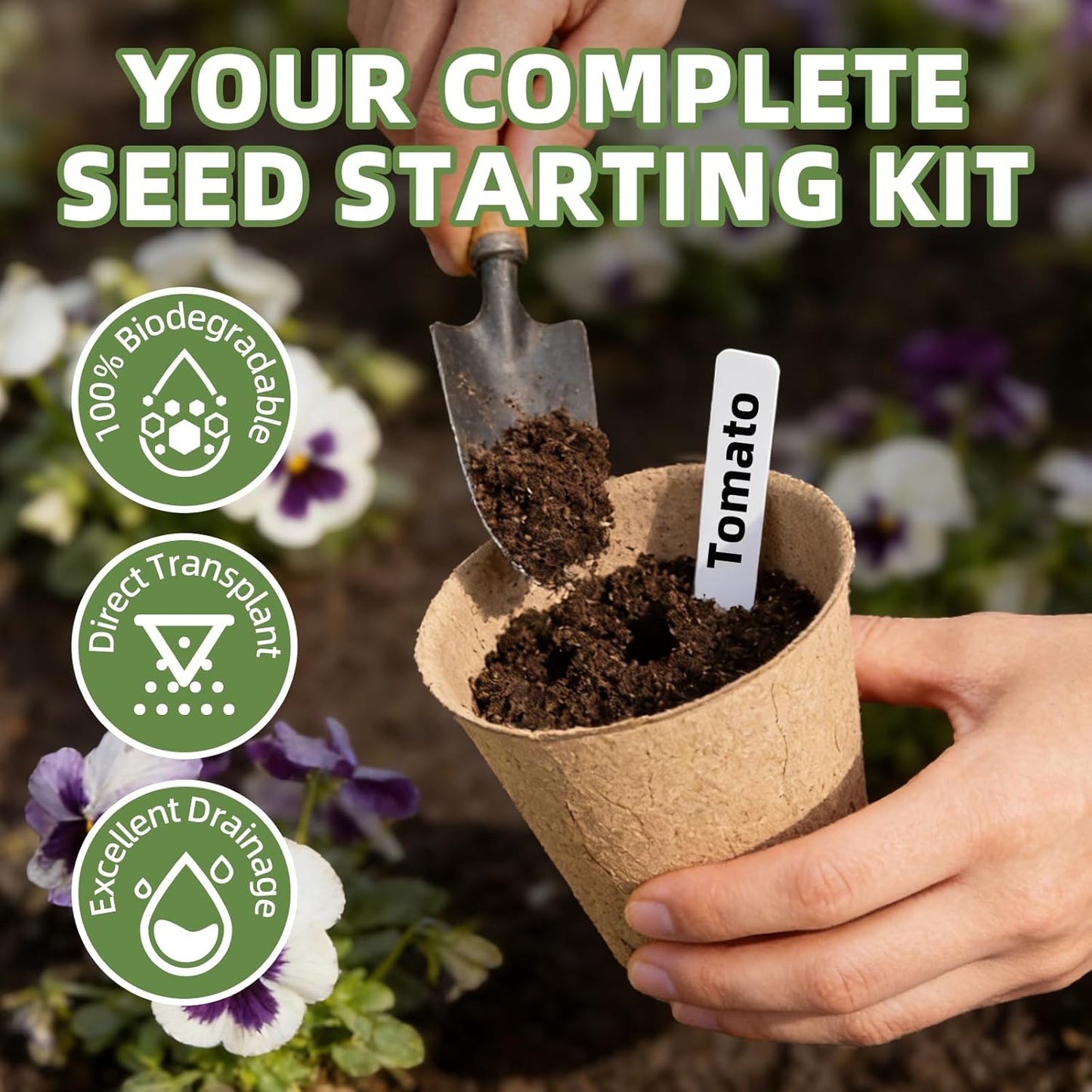 70Pcs Biodegradable 4” Peat Pots with 70Pcs Plant Labels, Biodegradabl