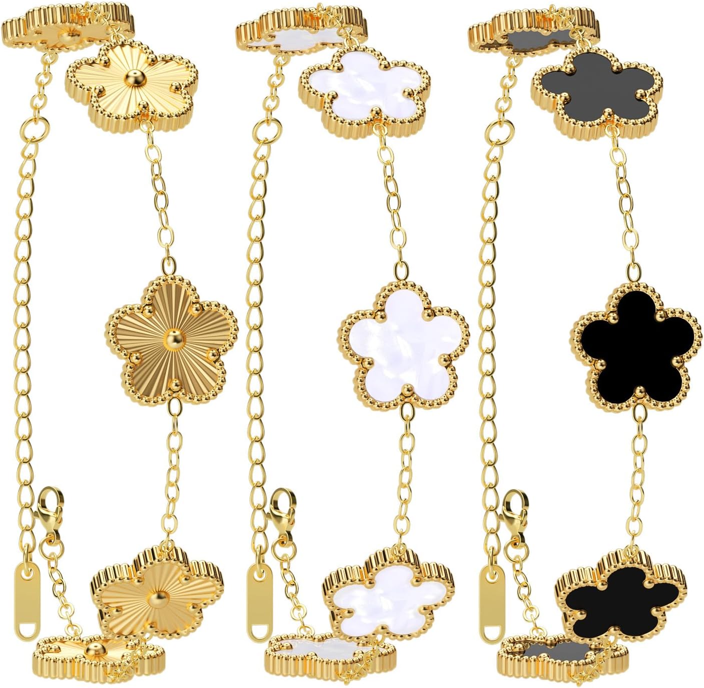 AICase 18K Gold Plated Clover Bracelet Dupes Gold/White/Black Bracelet