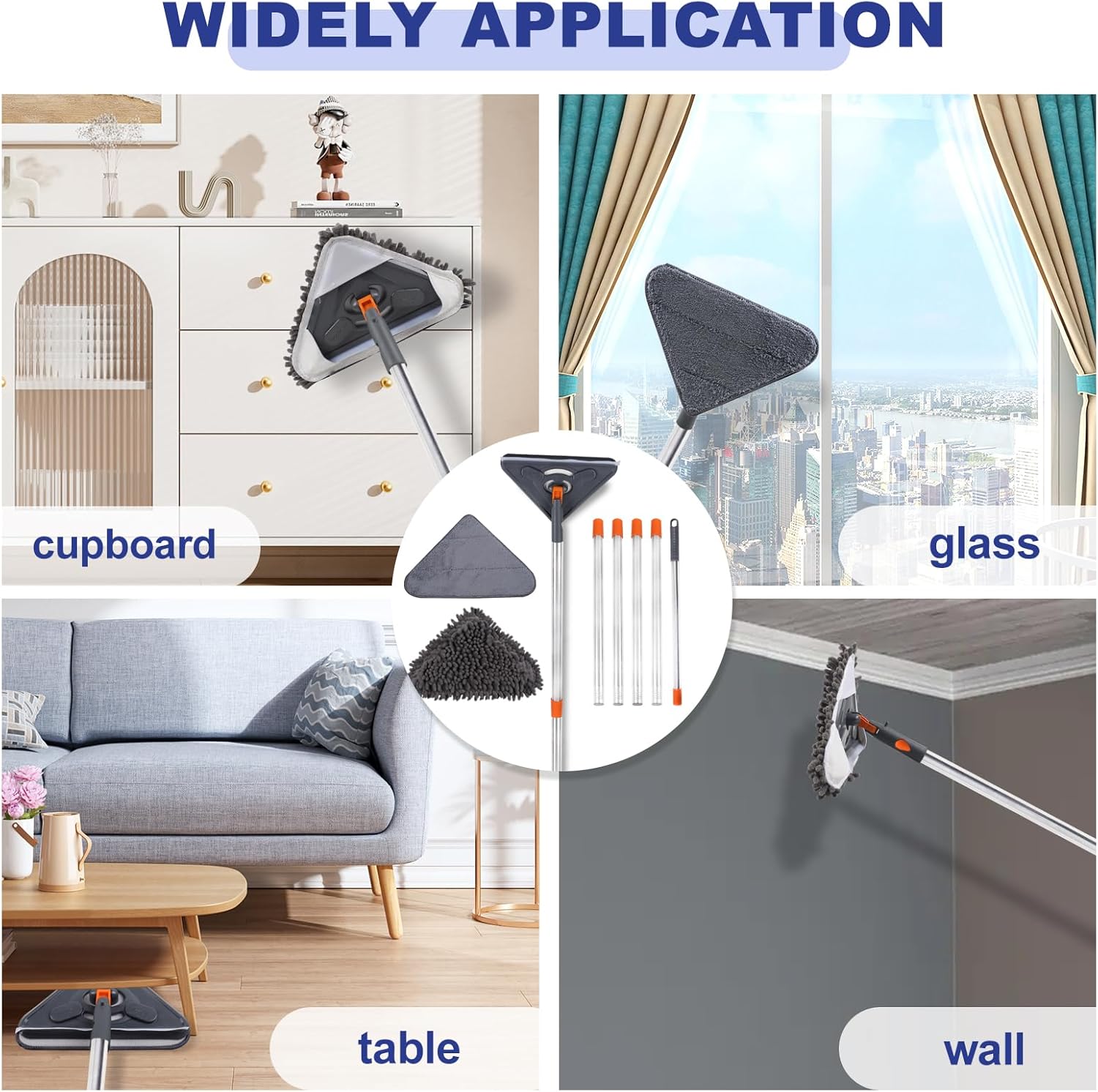 Wall Cleaner Mop with 79 Inches Long Handle, 360° Wall Washer Cleaner 