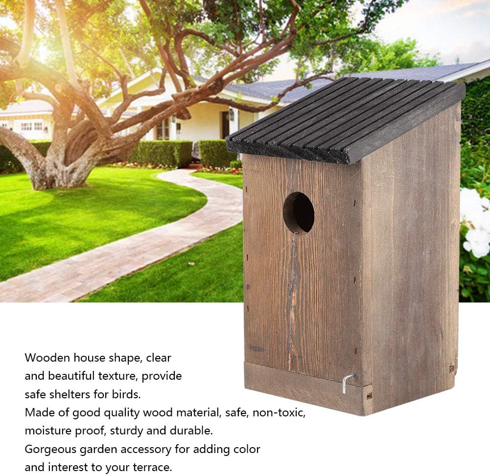 Wood Bird House, Hanging Bird Nesting Box, Woody Woodpecker House Woodland Cabin Resting Place for Birds, Outdoor Decor and Wooden Garden Decoration - Moisture Proof