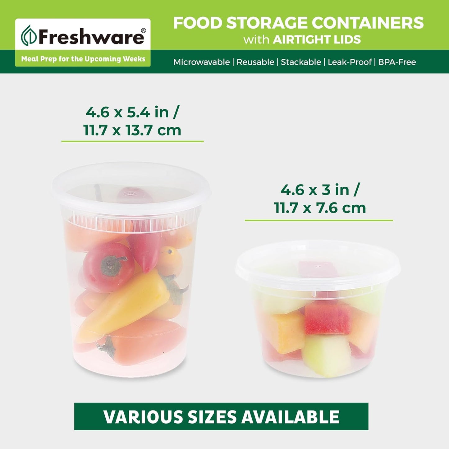 Freshware 48 Pack of 16 and 32 oz, 24 sets each size Food Storage Cont
