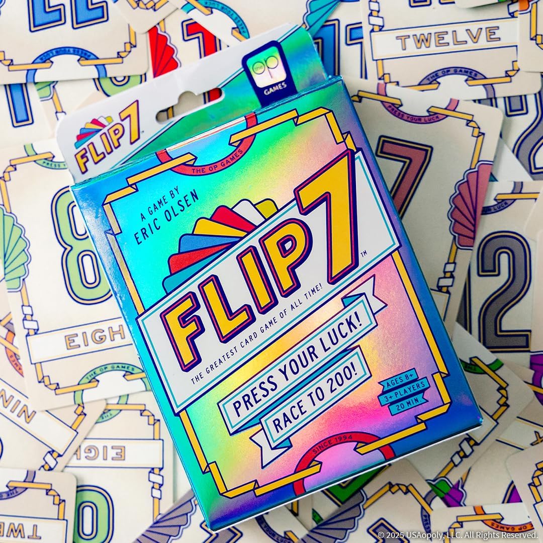 USAOPOLY Flip 7, The Ultimate Blend of Press Your Luck & Strategy, Fas