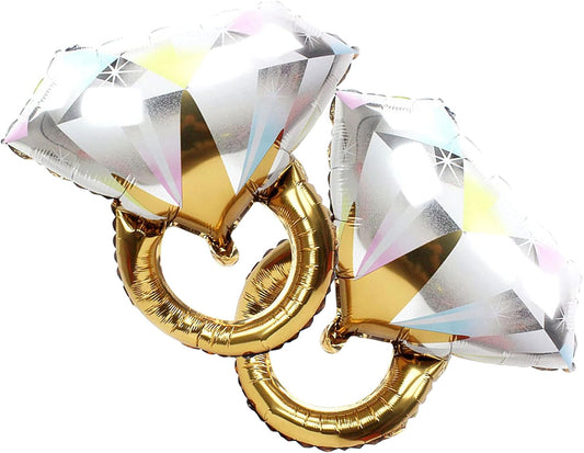 2Pcs Diamond Ring Aluminum Balloon,Wedding Bridal Shower Marriage Enga