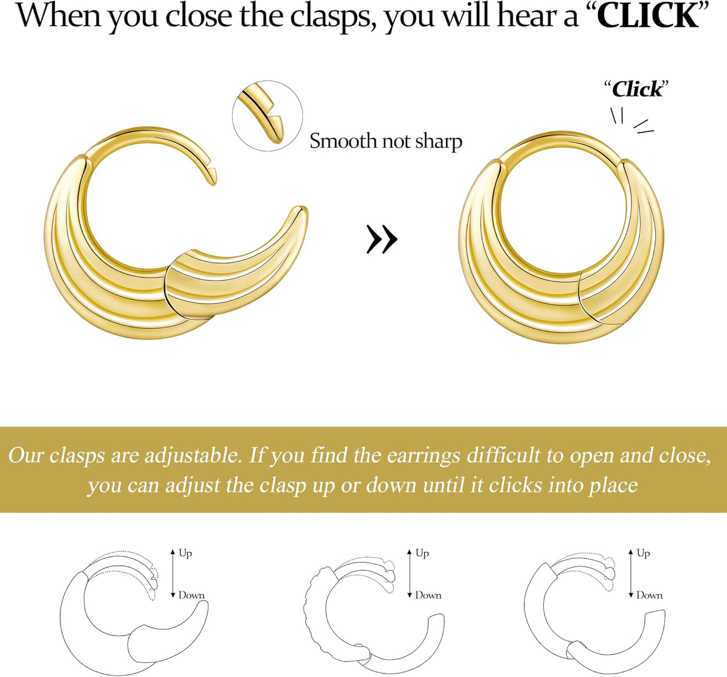 Small Sterling Silver Huggie Hoop Earrings Set for Women, Hypoallergen