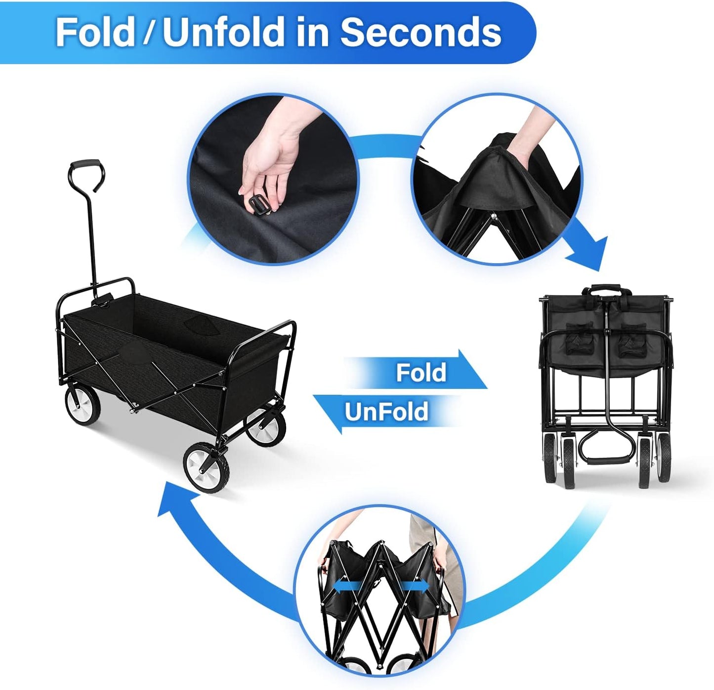 YSSOA Rolling Folding & Rolling Collapsible Garden Cart, Outdoor Campi