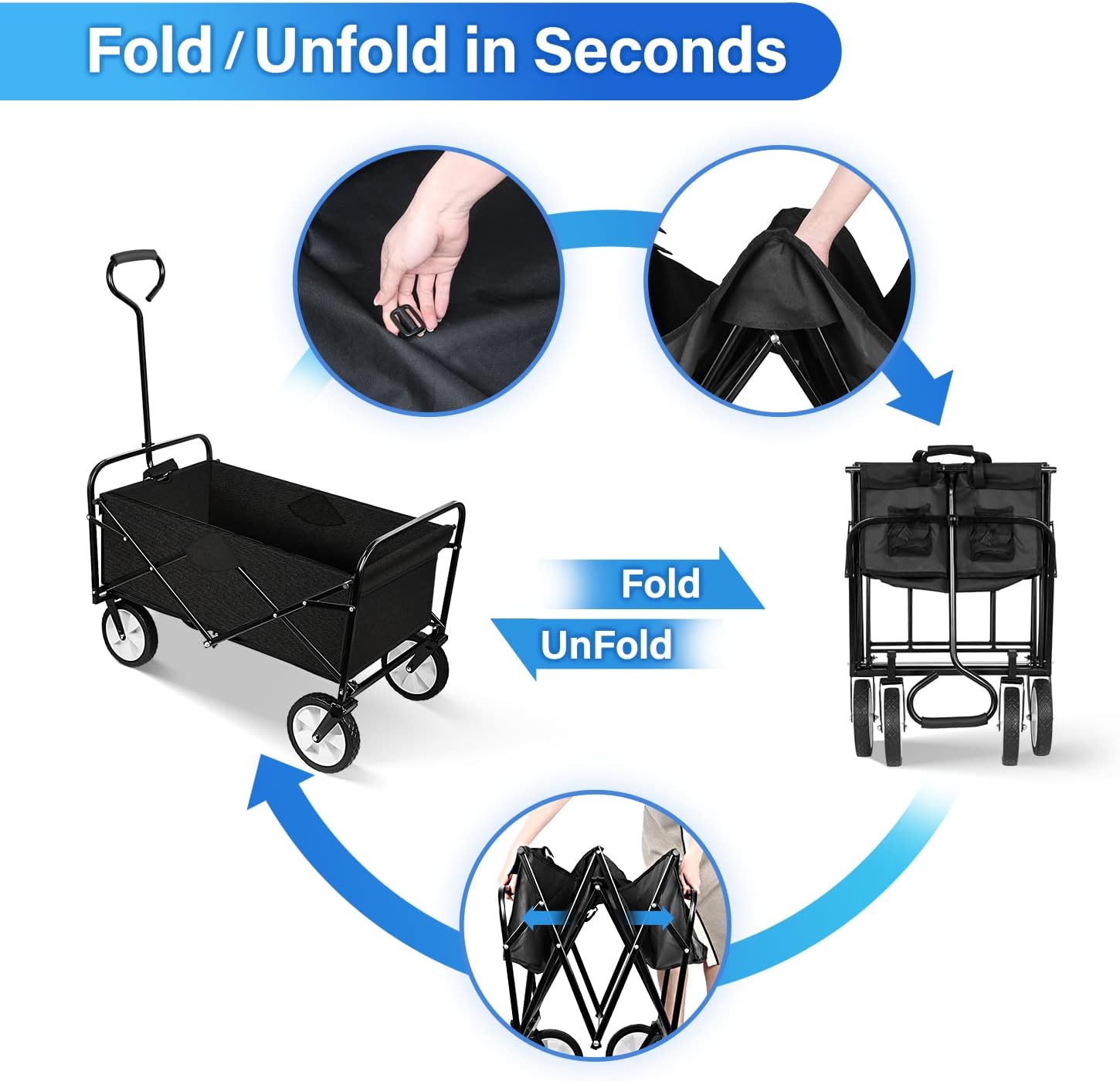YSSOA Rolling Folding & Rolling Collapsible Garden Cart, Outdoor Campi