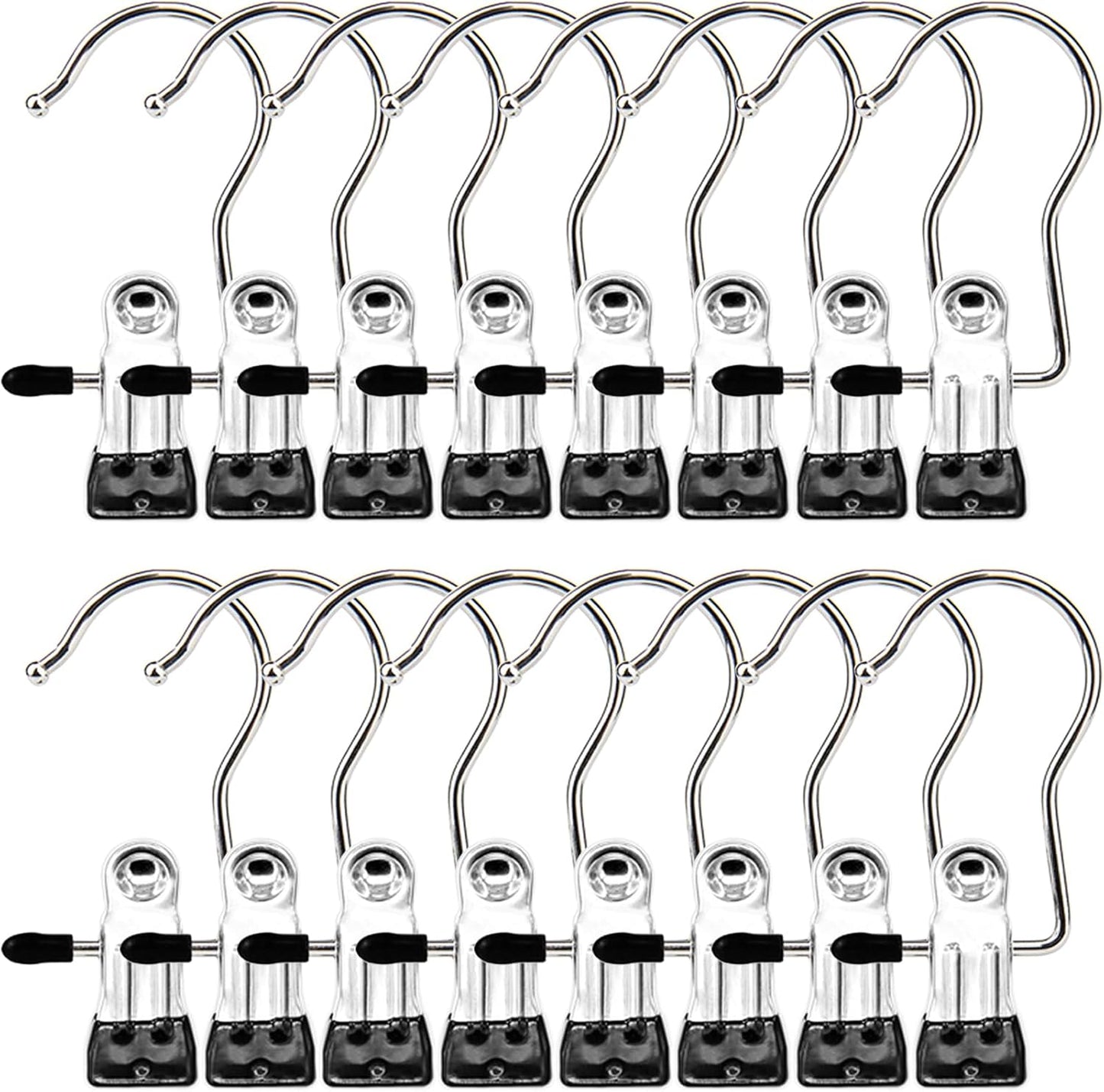 Boot Hangers Clips, 16 Pack Laundry Hooks Hanging Clips Clothes Pins Closet Hanger Organizer Clamps Socks Towel Clips Heavy Duty Clothespins Bulk Hanger Clips for Closet Travel Pants Socks Handbags