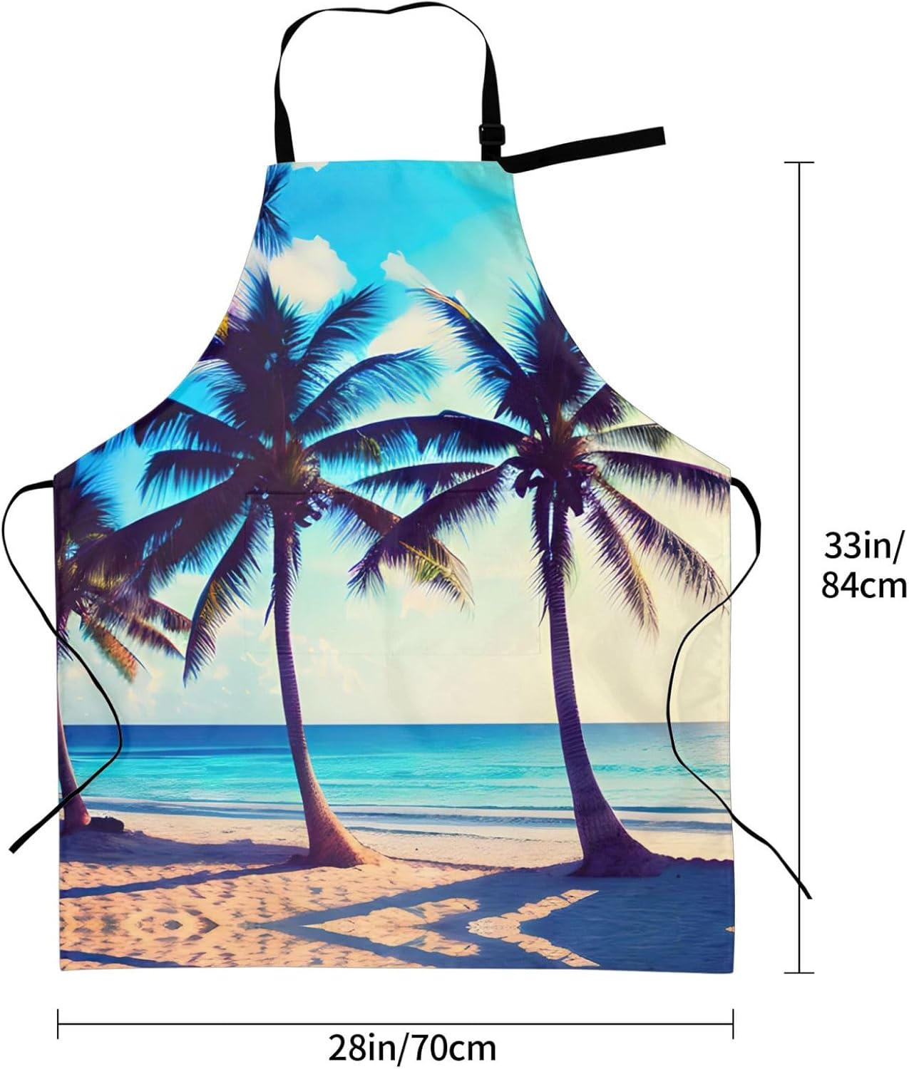 Beach Palm Trees 1 print Waterproof chef's apron with pocket apron for kitchen cooking baking barbecue and gardening