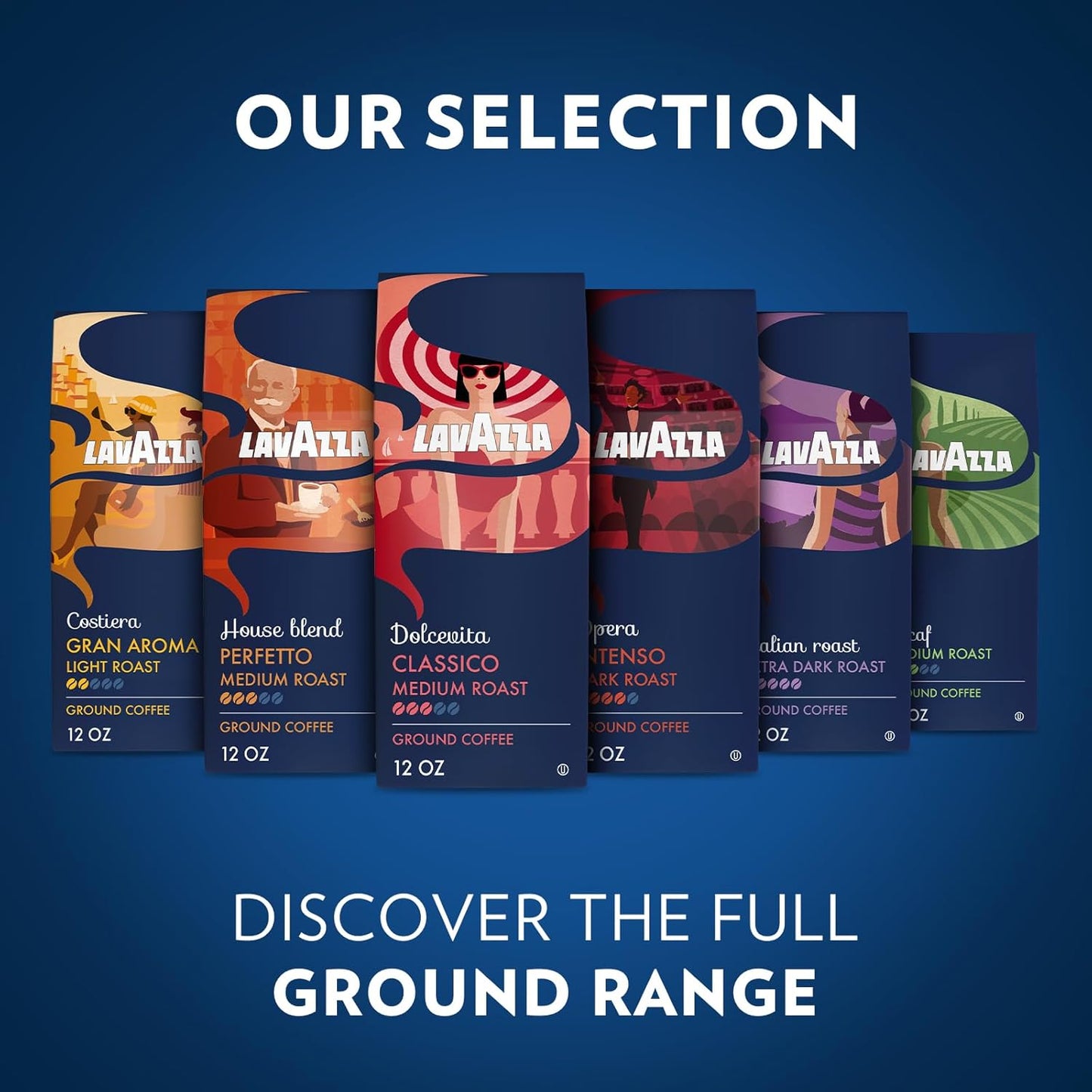 Lavazza Decaf Ground Coffee, Medium Roast, 100% Arabica, 12 oz Bag (Pa