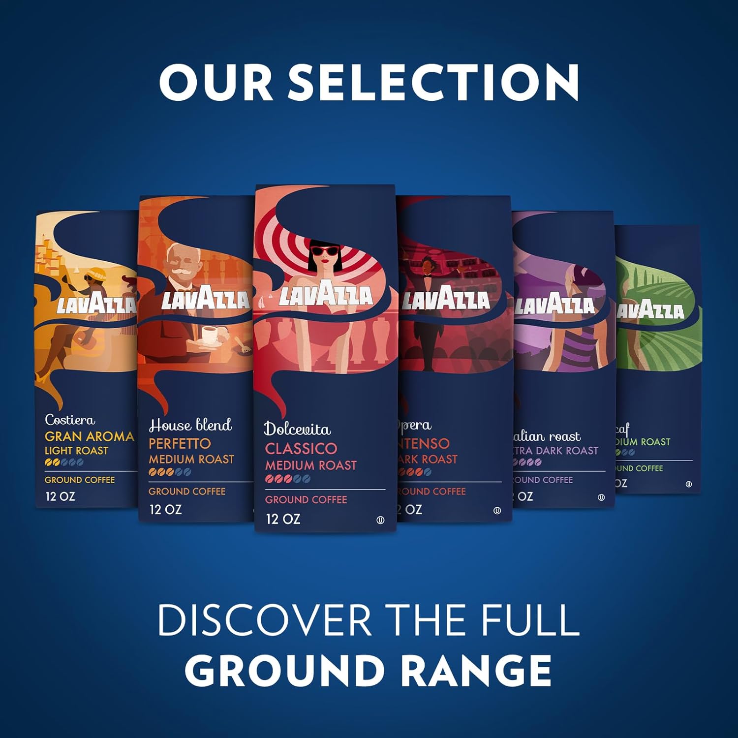 Lavazza Decaf Ground Coffee, Medium Roast, 100% Arabica, 12 oz Bag (Pa