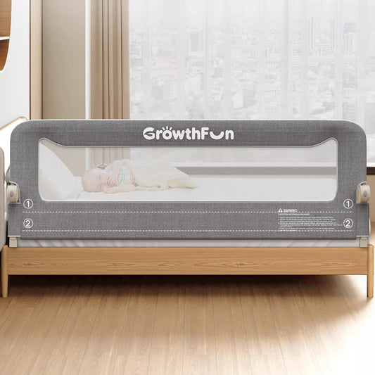 Foldable Bed Rail for Toddlers, 71in Reinforced Carbon Steel Frame&Con