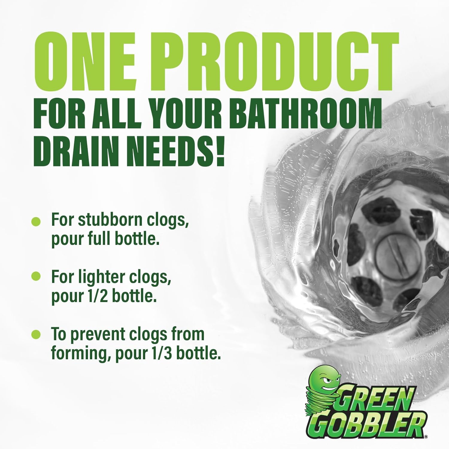 Green Gobbler Ultra Concentrated Drain Clog Remover & Cleaner | Powerf
