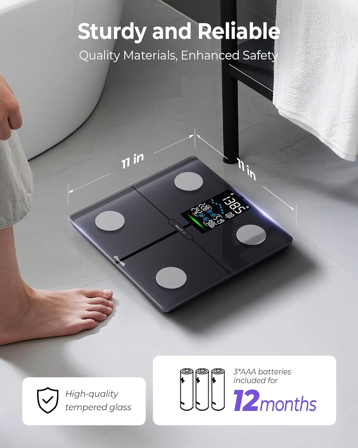 Ovutek Smart Scale for Body Weight, Professional Bathroom Digital Scale with BMI, Body Fat, Muscle Mass, Most Accurate to 0.05lb, Large Display High Accurate Body Composition Machine with Fitness App
