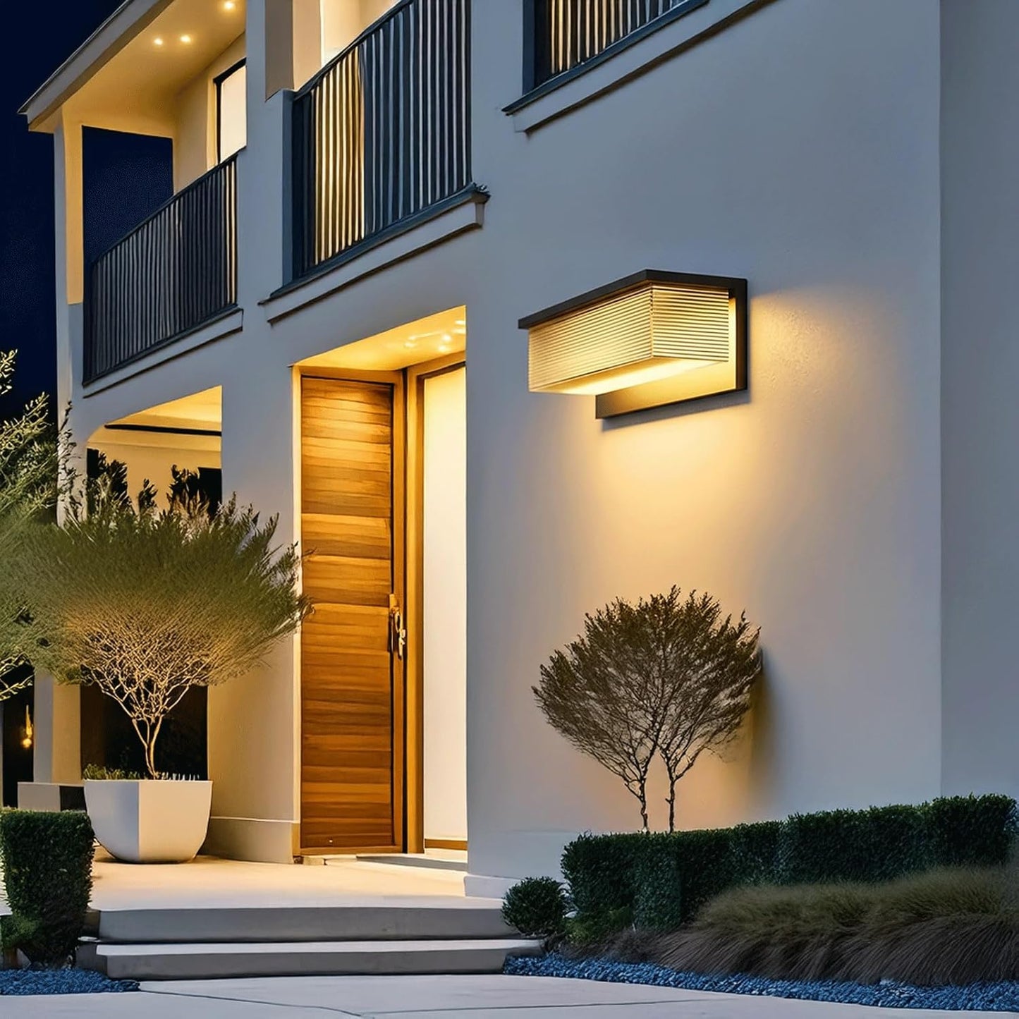 Solar Outdoor Wall Sconce, Modern Stainless Steel Wall Lamp with PC Shade, Waterproof Solar Powered Exterior Mounted Fixture, Wireless LED Wall Light for Porch, Patio, Villa, Pool, Garden