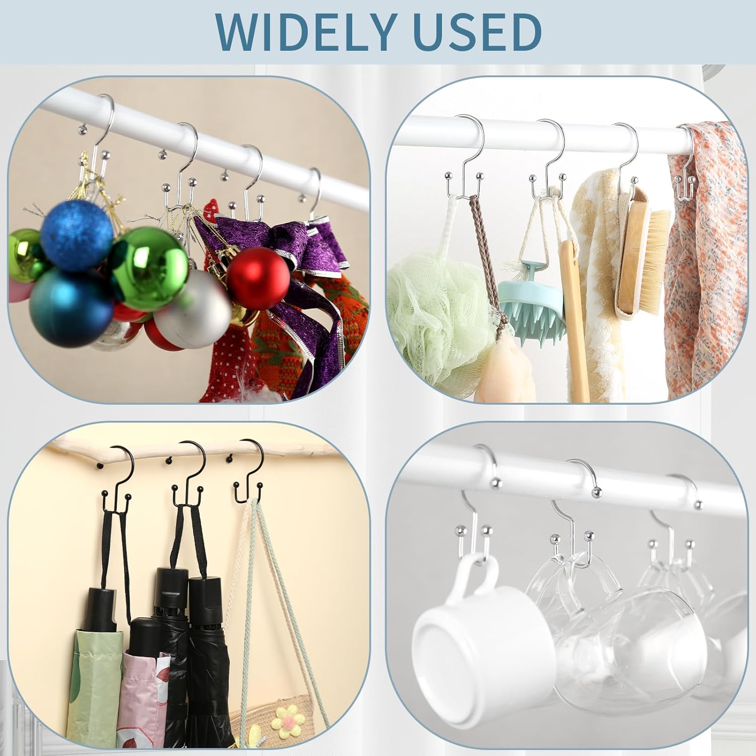 Goowin Shower Curtain Hooks, 12 Pcs Shower Curtain Rings, Durable Rust