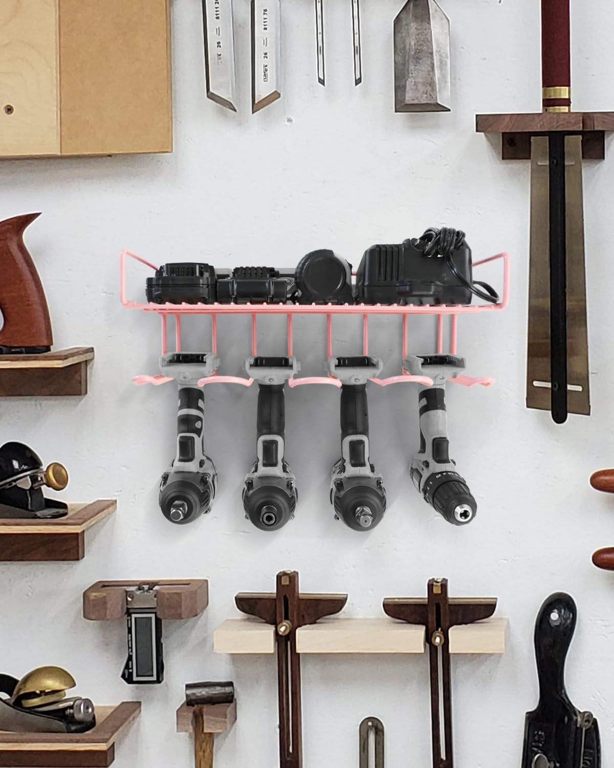 Pink Power Tool Organizer - Wall Mount Style for Power Tool Drill Stor