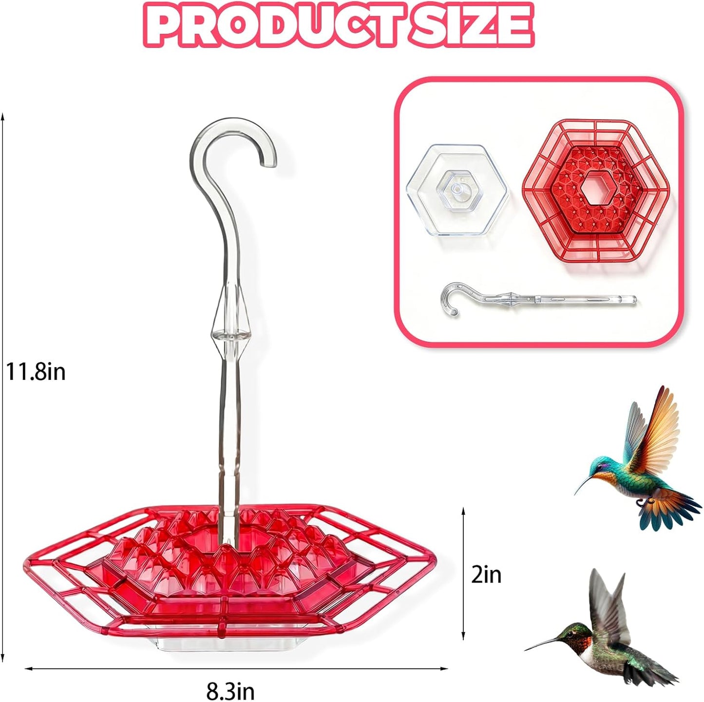 Hummingbird Feeders for Outdoors Hanging with 30 Feeding Ports Saucer 