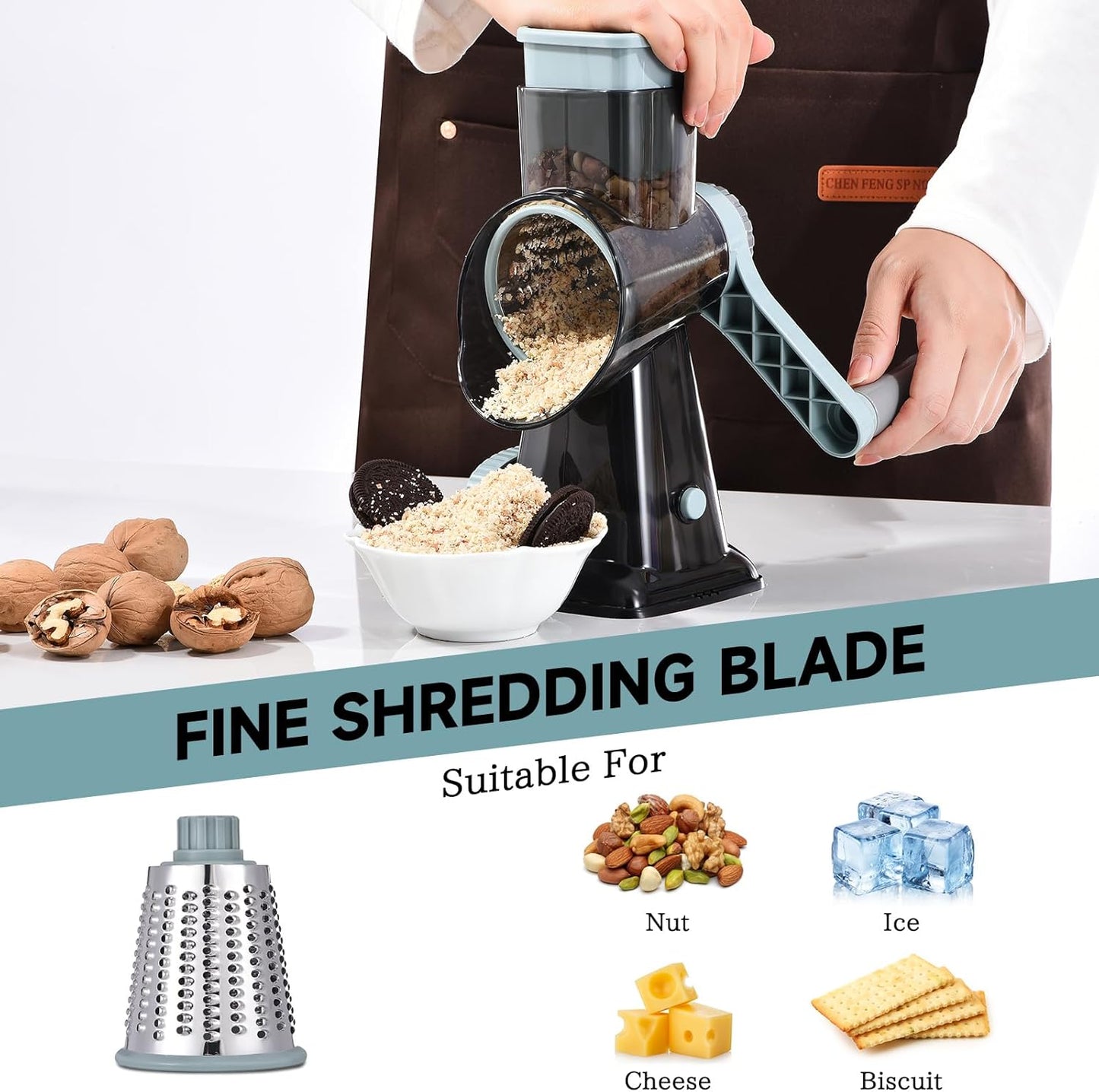 Rotary Cheese Grater with Handle Kitchen Shredder Slicer Grater Slicer