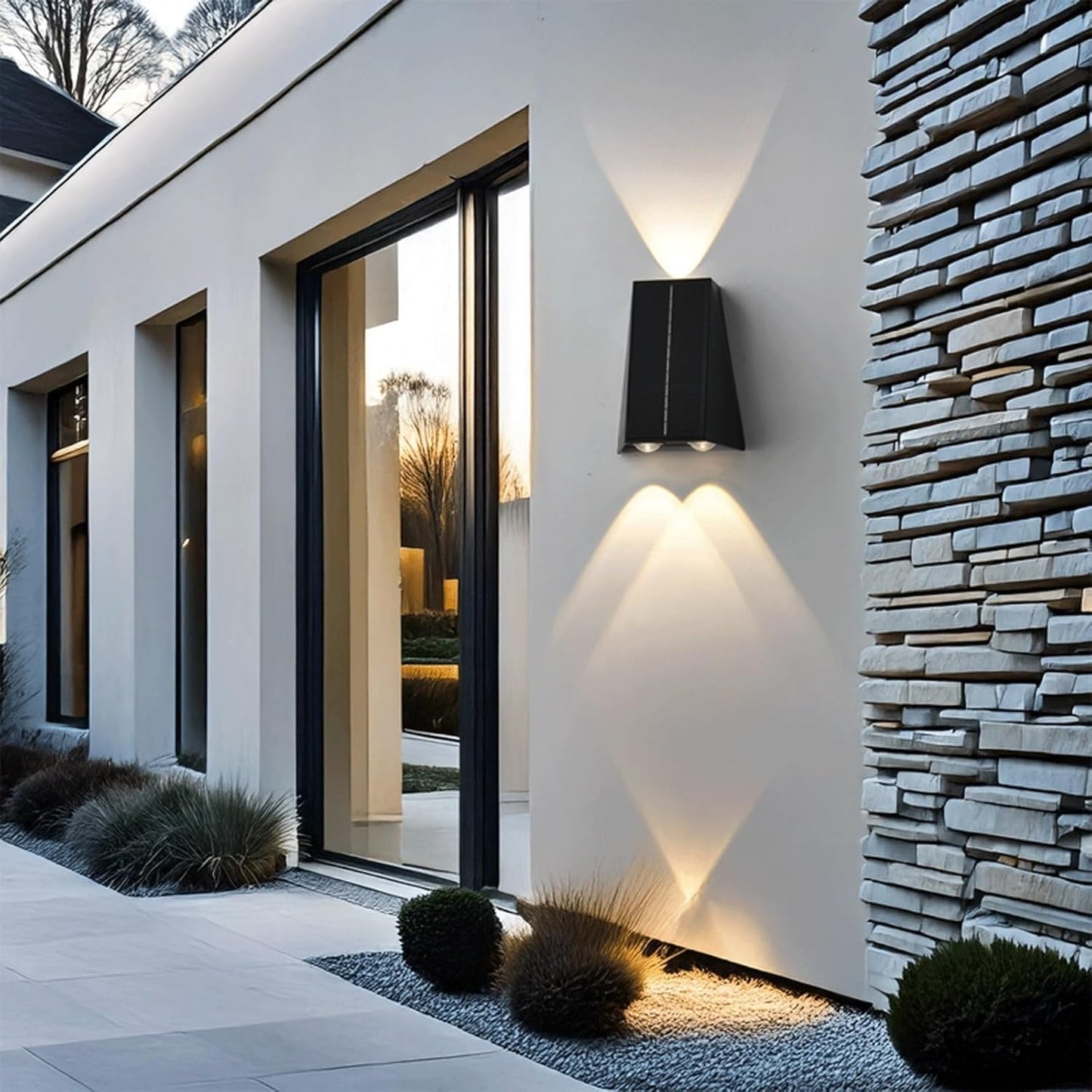 Solar Wall Sconce, Exterior Wall Light, Wall Lamp, Up Down Waterproof Motion Sensor Fixture for Garden Fence Patio Backyard Deck House Entryway Villa Driveway Gate Facade Cottage